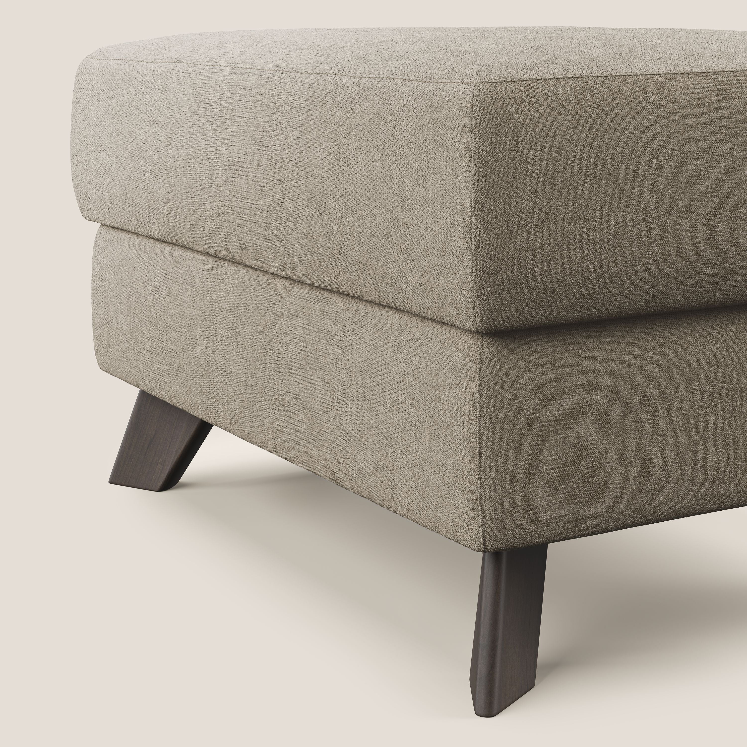 Moon Pouf contenitore e piedini alti in tessuto morbido impermeabile T02 beige - divani.store