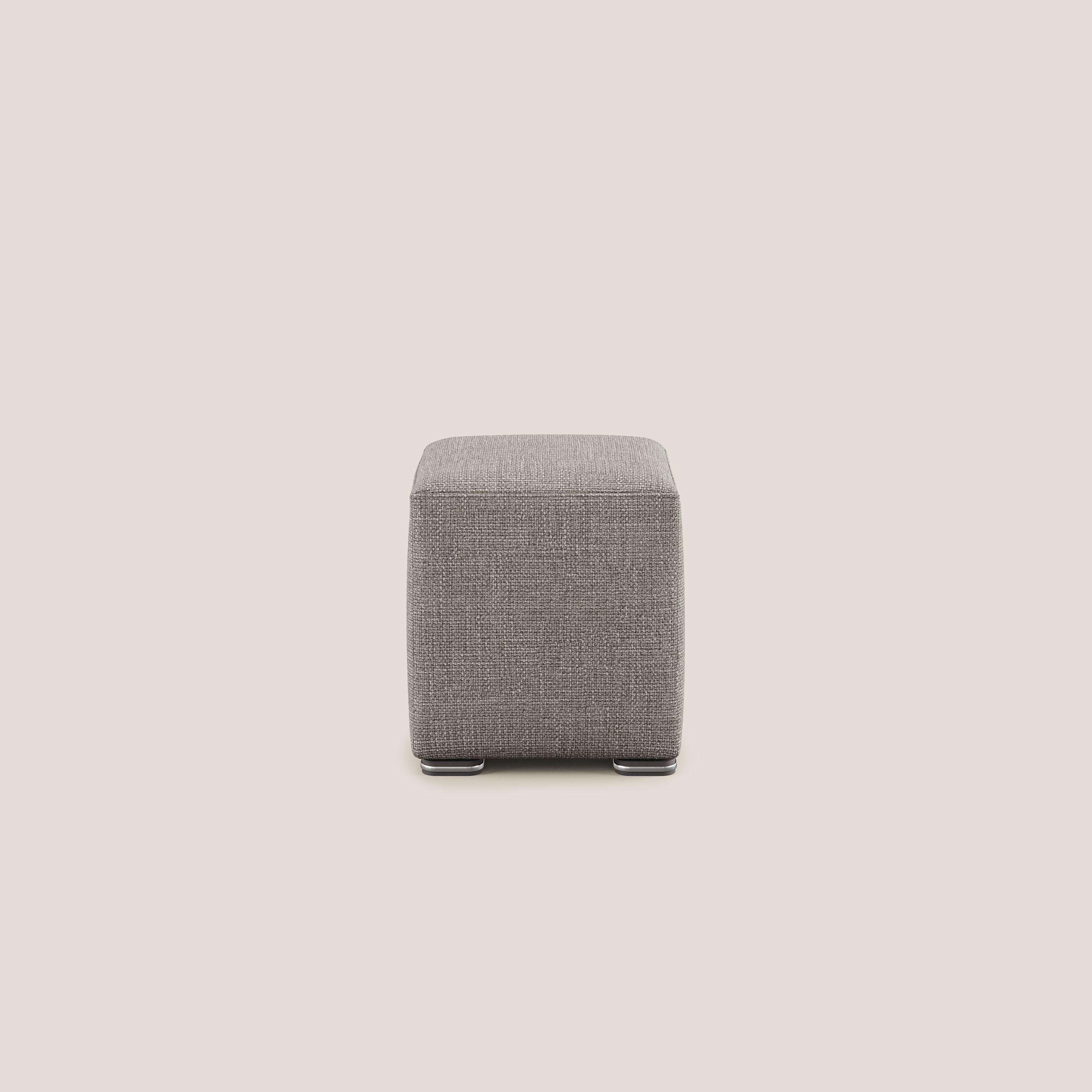 Cube pouf in morbido tessuto impermeabile ad intreccio melangiato T06 tortora - divani.store
