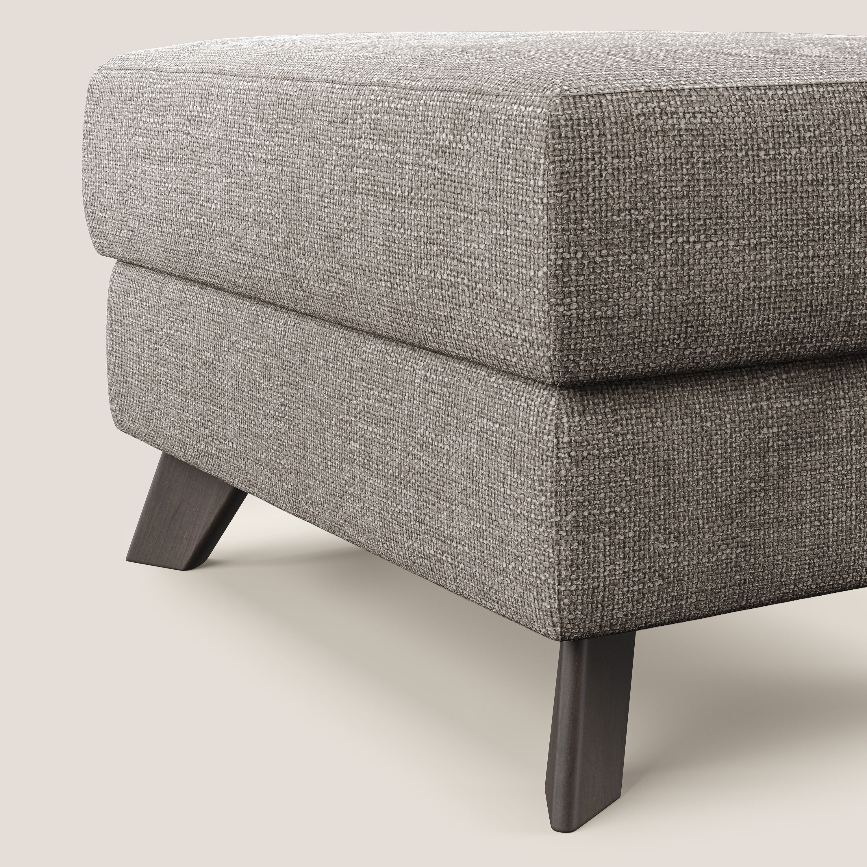 Moon Pouf contenitore e piedini alti in tessuto morbido ad intreccio soft-touch impermeabile T06 tortora - divani.store