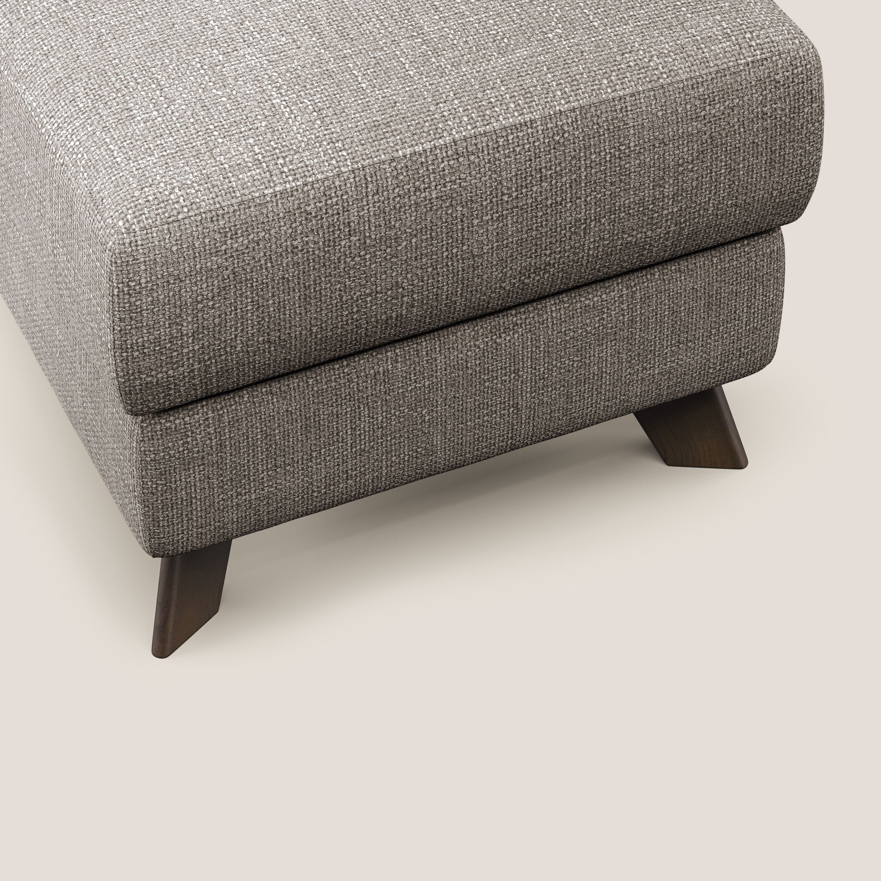 Moon Pouf contenitore e piedini alti in tessuto morbido ad intreccio soft-touch impermeabile T06 tortora - divani.store