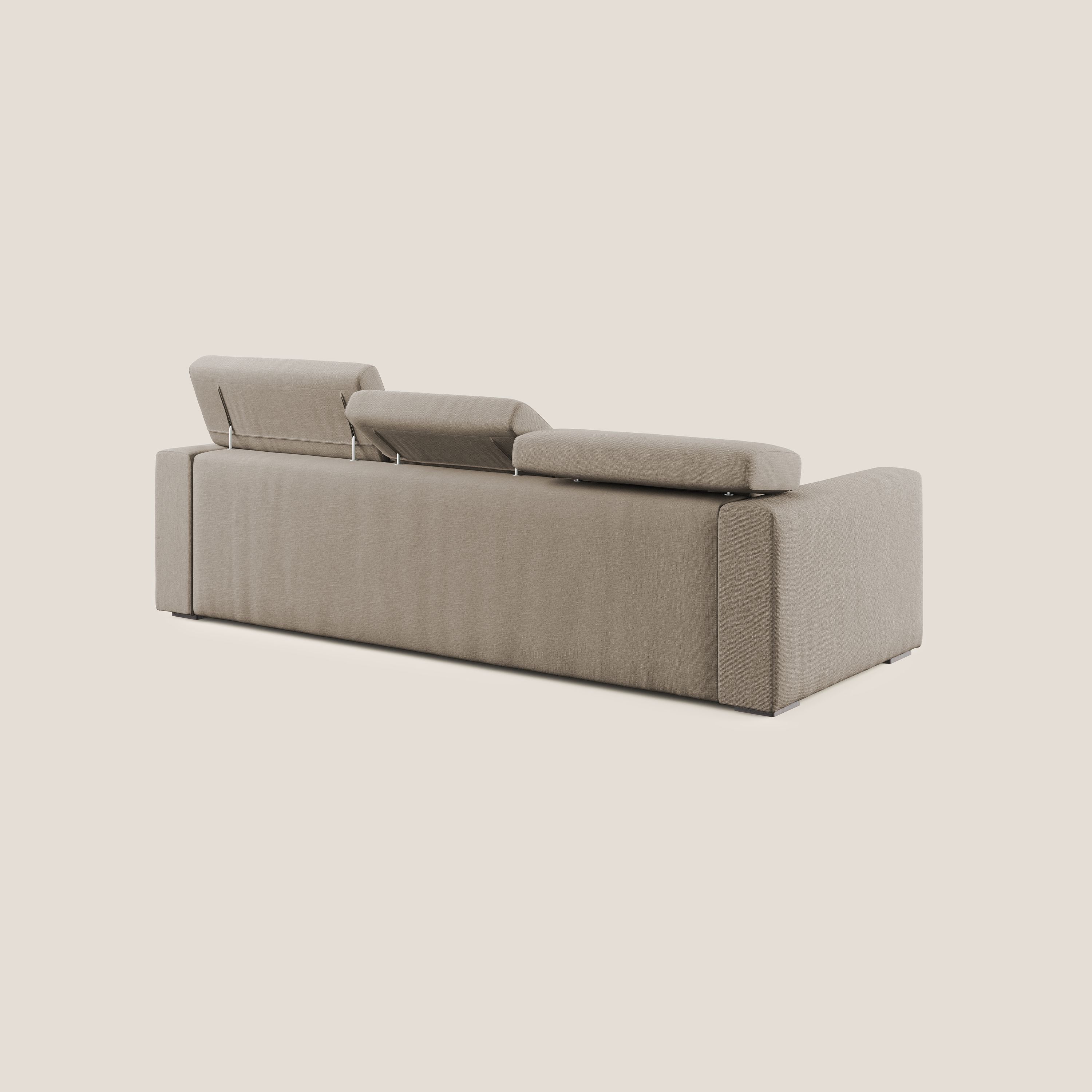Dylan divano angolare con pouf estraibile poggiapiedi in tessuto simil cotone impermeabile T13 beige - divani.store