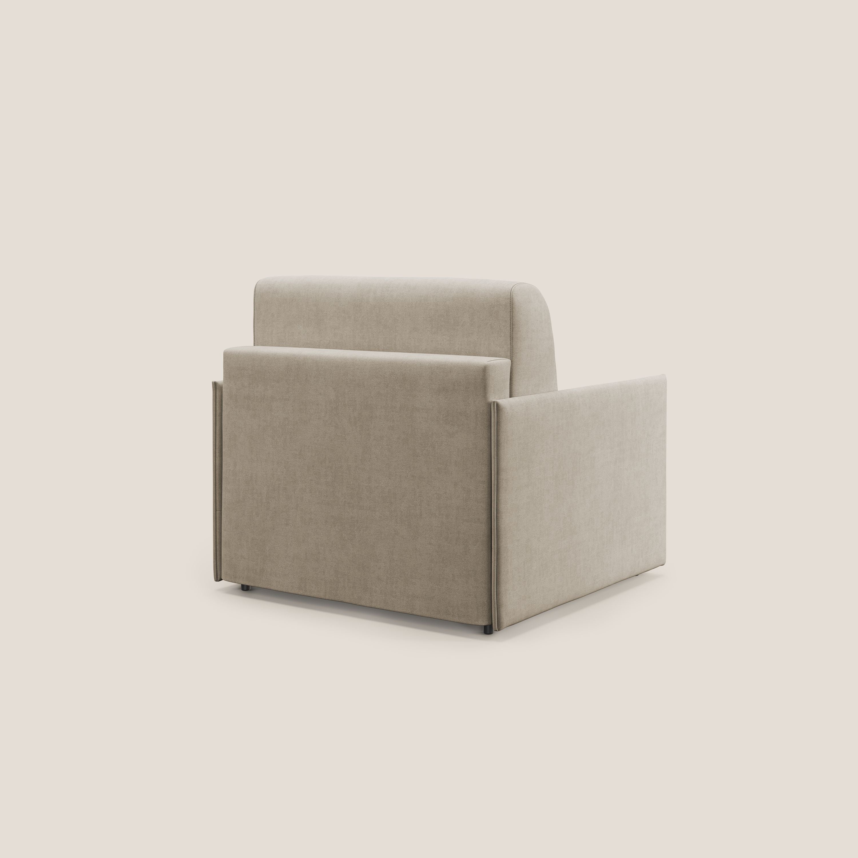 Evans poltrona letto in morbido tessuto impermeabile T02 beige - divani.store