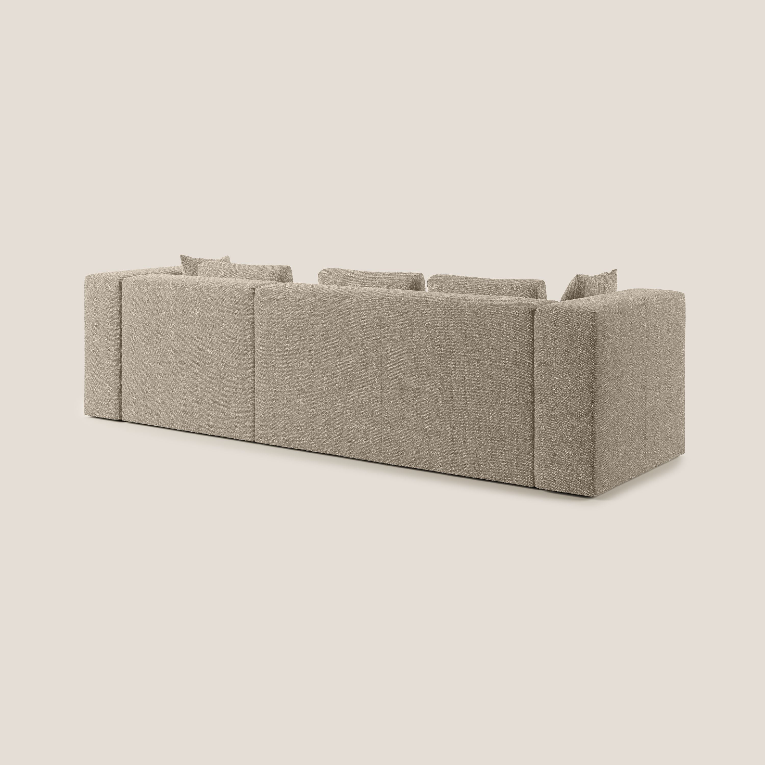 Nettuno divano angolare componibile in morbido tessuto bouclè T07 beige - divani.store