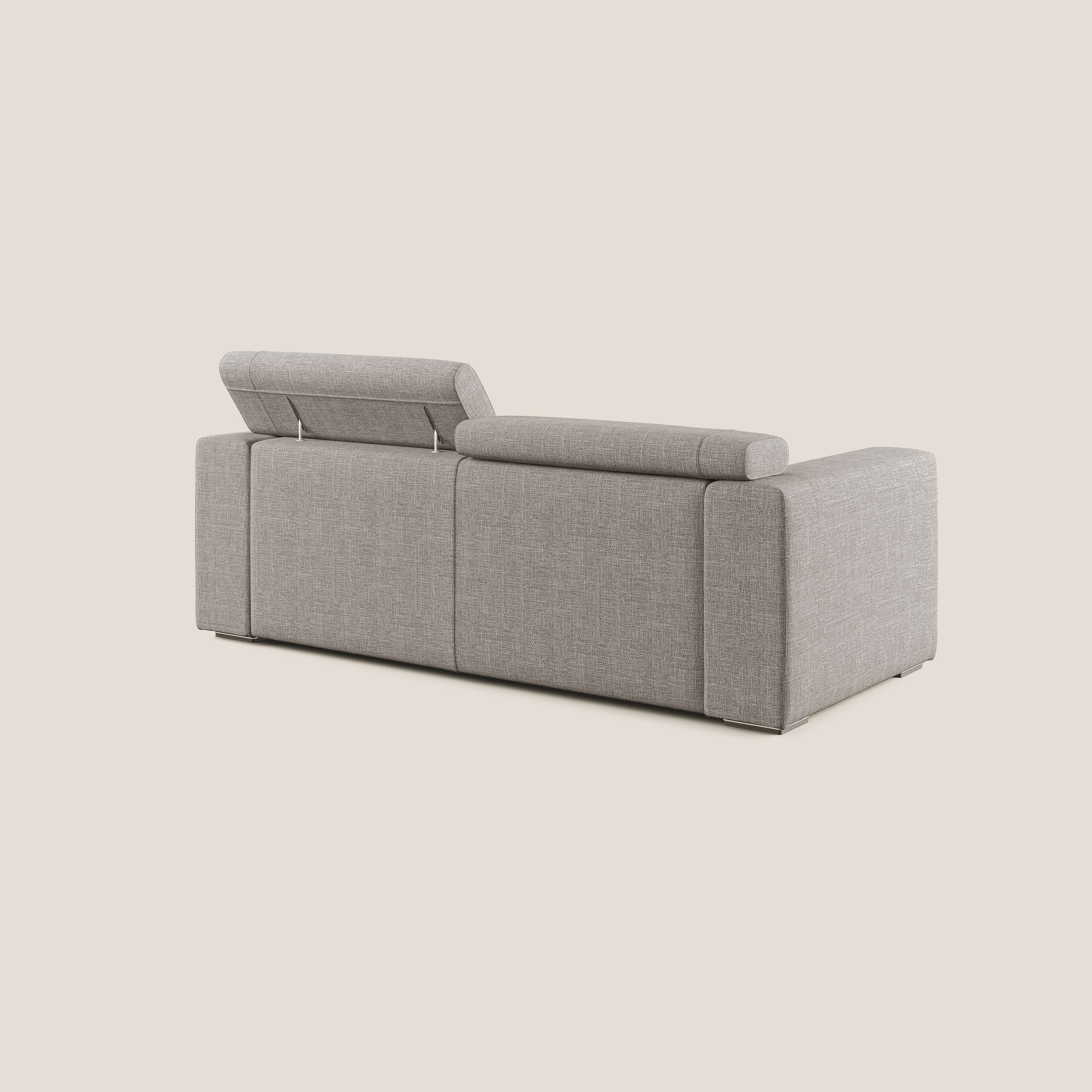 Vegas divano con poggiatesta reclinabili in morbido tessuto impermeabile T06 tortora - divani.store