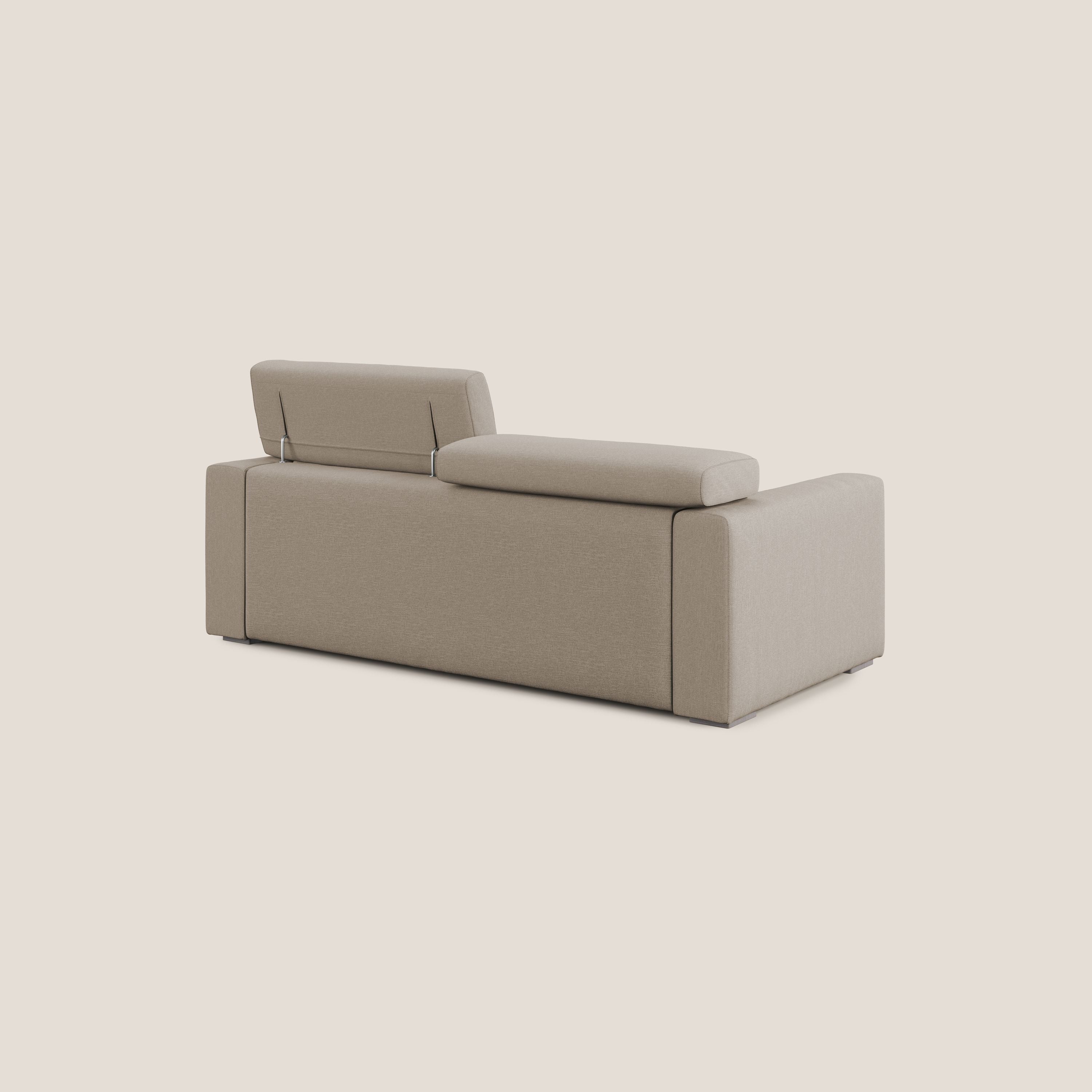 Dylan divano allungabile con pouf estraibile poggiapiedi in tessuto simil cotone impermeabile T13 beige - divani.store