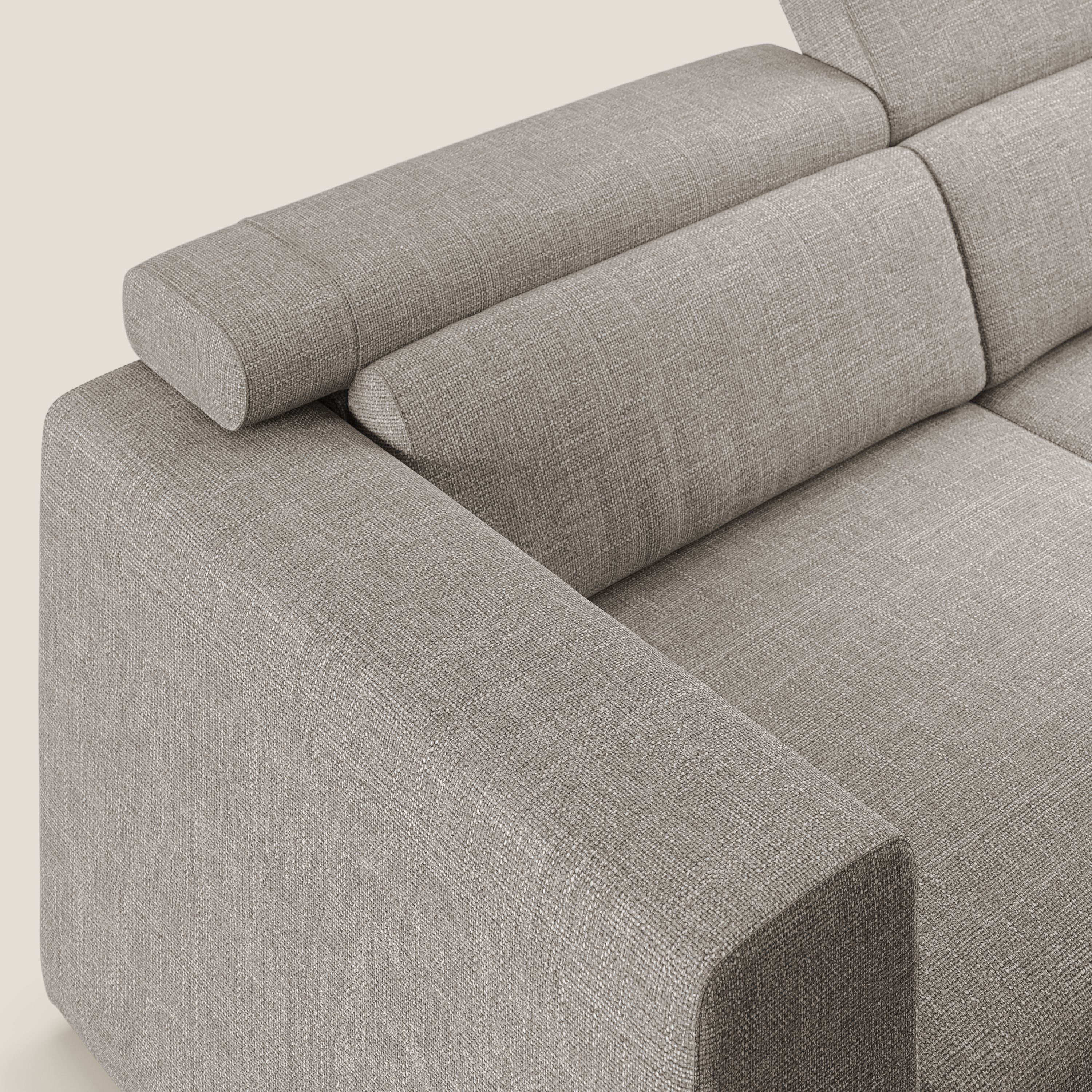 Vegas divano con poggiatesta reclinabili in morbido tessuto impermeabile T06 tortora - divani.store