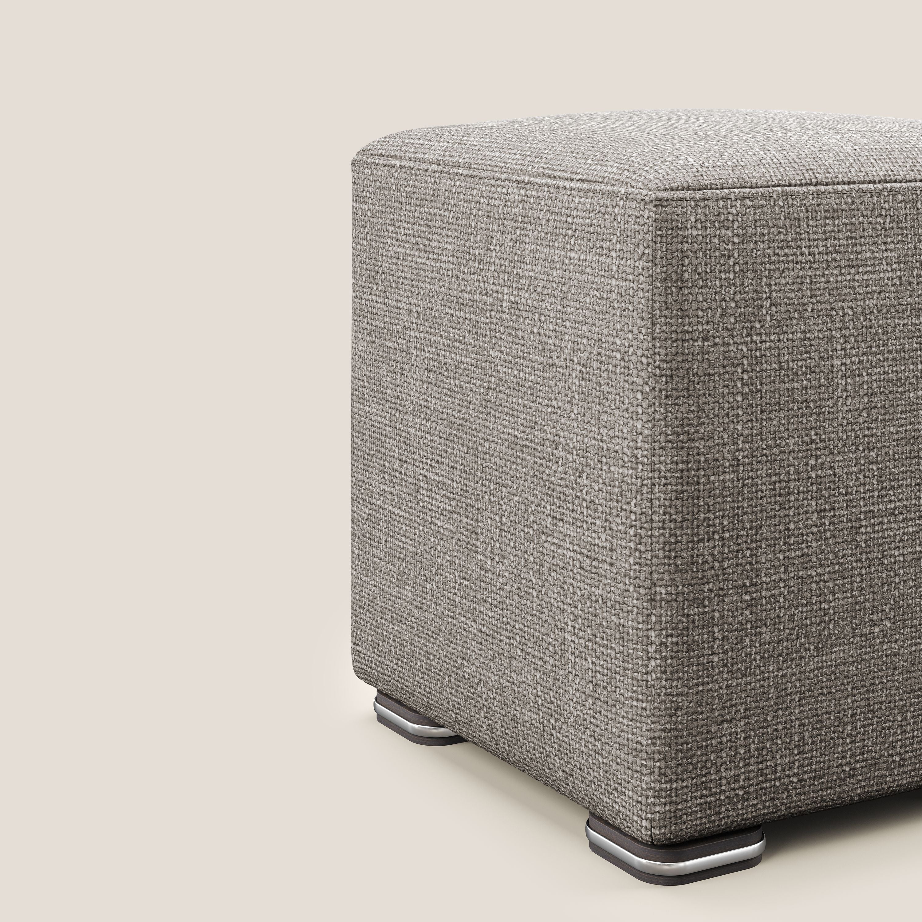 Cube pouf in morbido tessuto impermeabile ad intreccio melangiato T06 tortora - divani.store