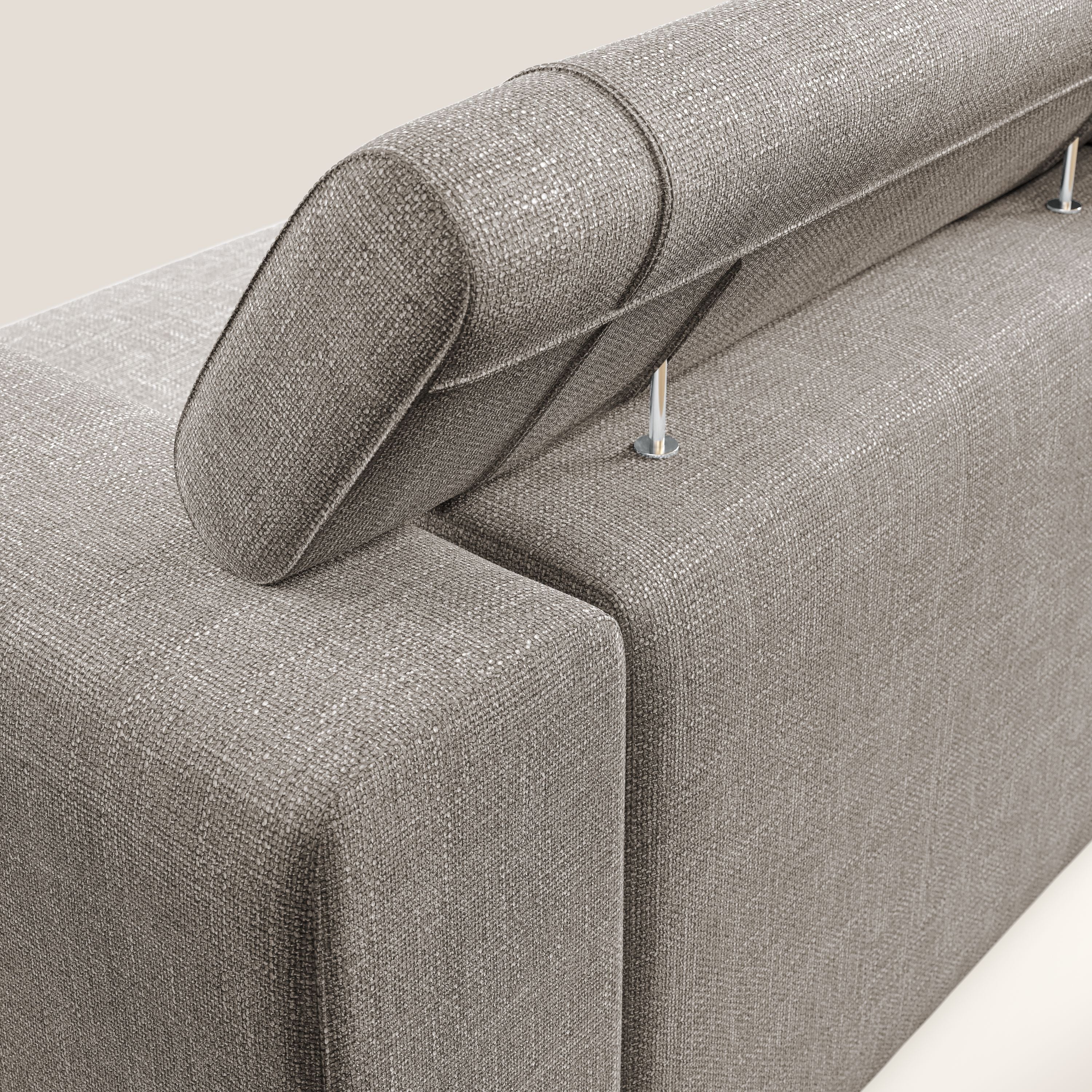 Vegas divano con poggiatesta reclinabili in morbido tessuto impermeabile T06 tortora - divani.store