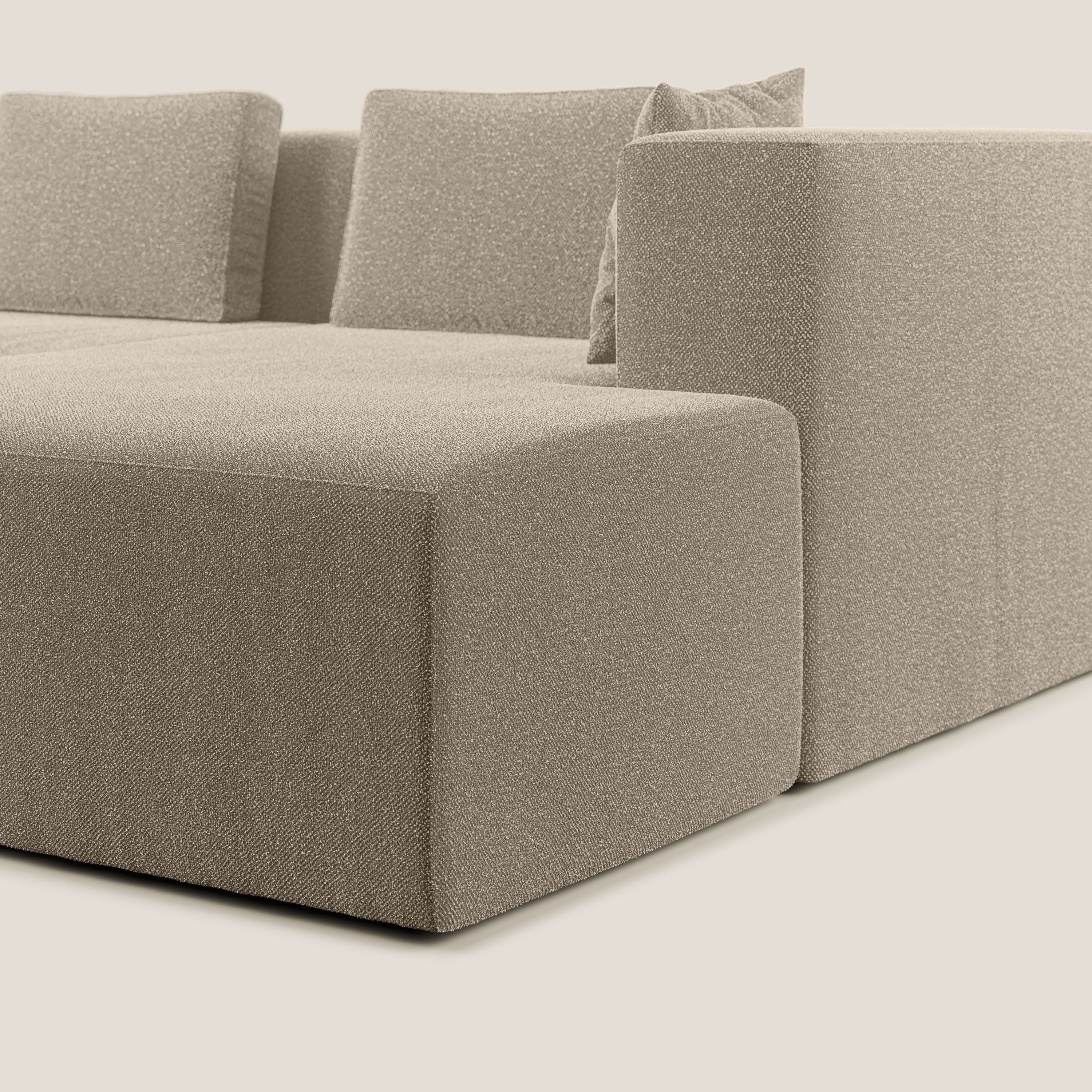 Nettuno divano angolare componibile in morbido tessuto bouclè T07 beige - divani.store