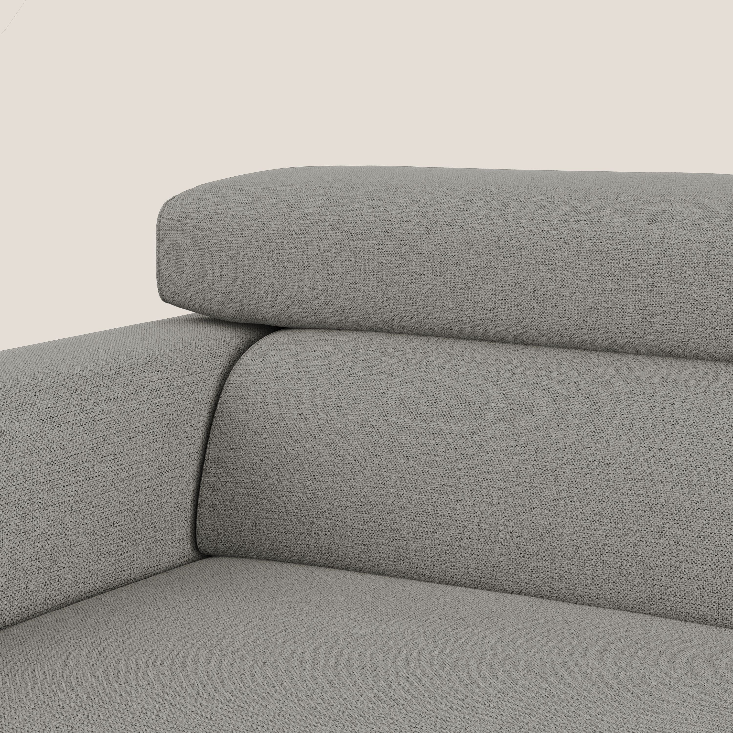 Dylan divano allungabile con pouf estraibile poggiapiedi in tessuto fiammato simil cotone impermeabile T19 beige - divani.store