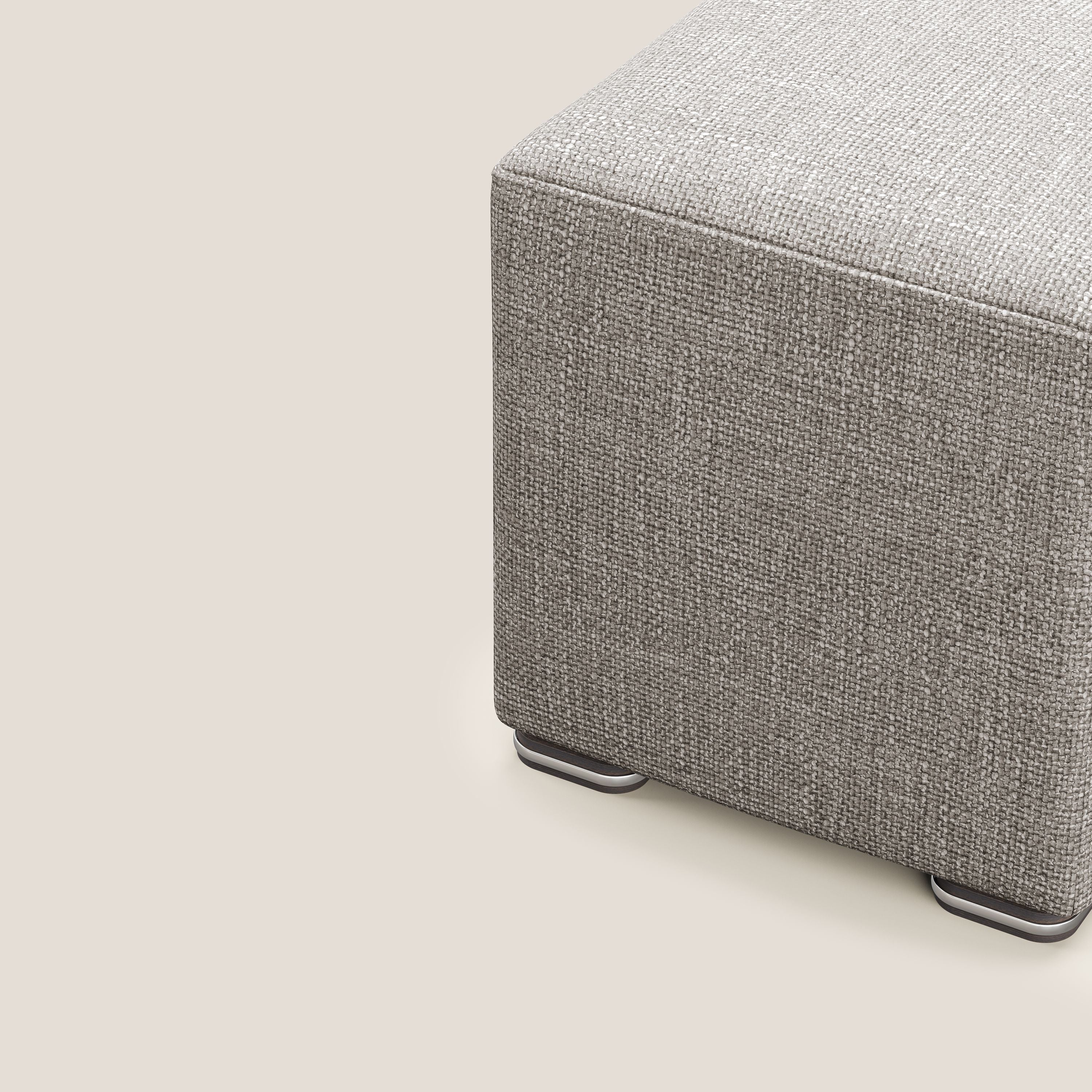 Cube pouf in morbido tessuto impermeabile ad intreccio melangiato T06 tortora - divani.store