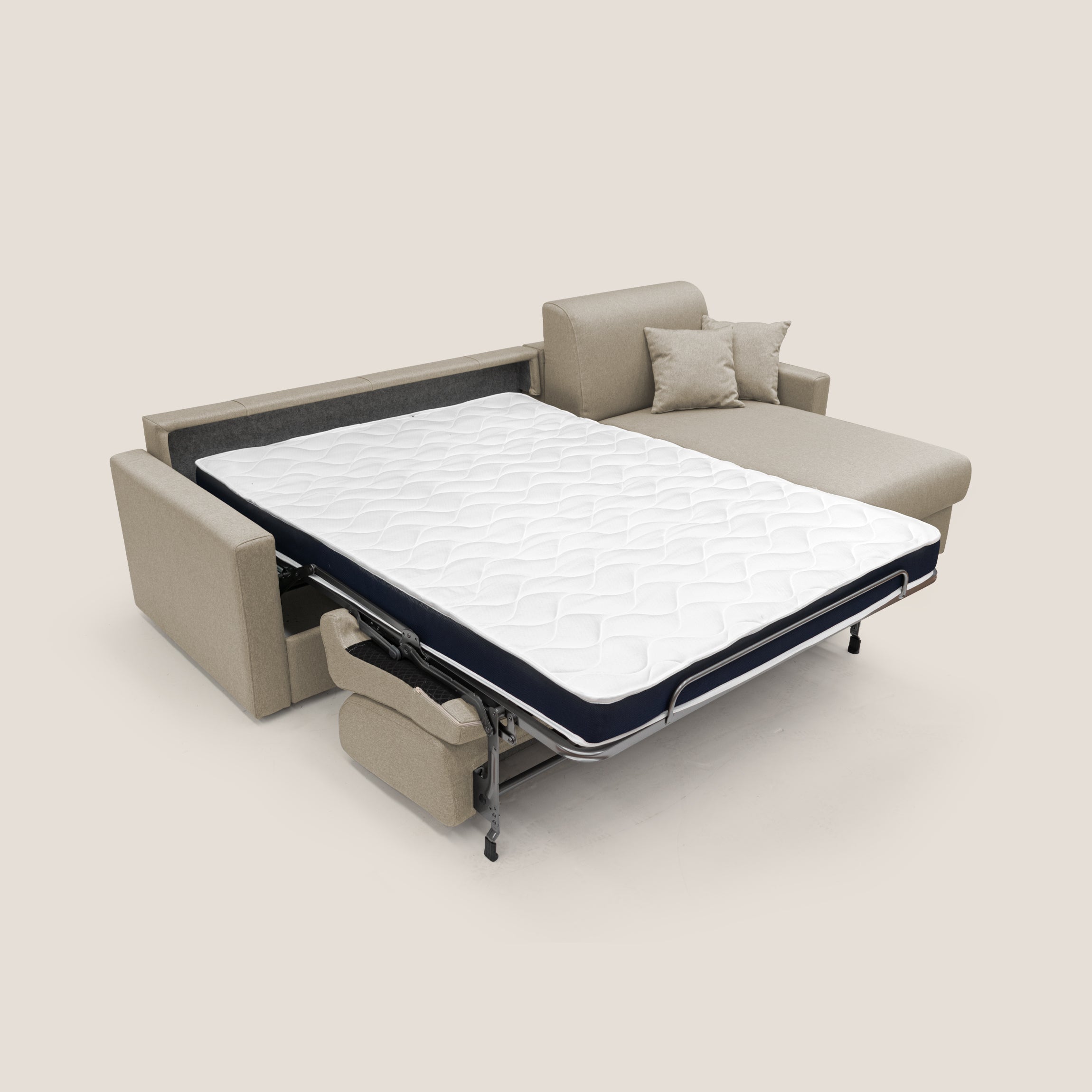 Chris Divano letto angolare 5 posti in tessuto impermeabile T13 beige - divani.store