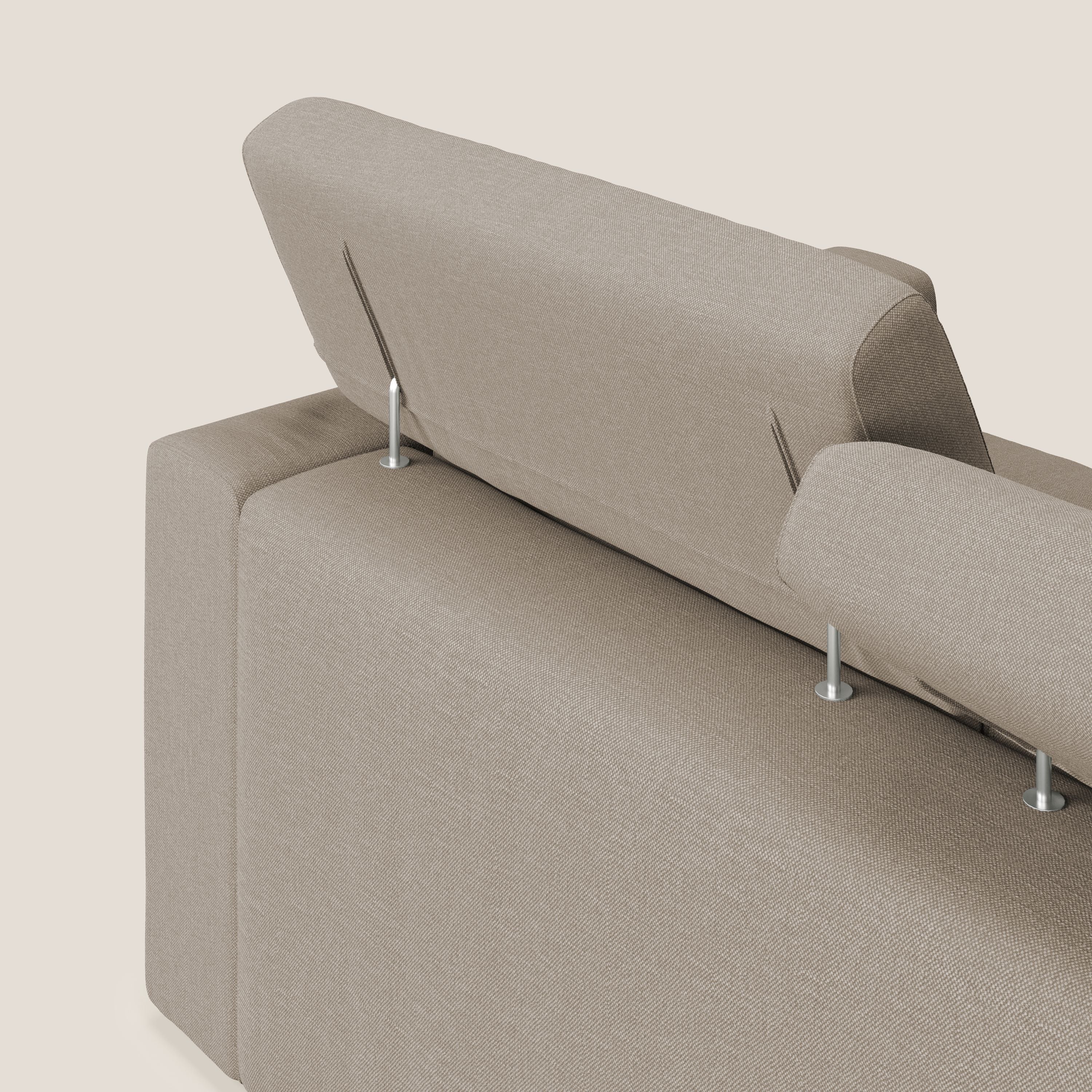 Dylan divano allungabile con pouf estraibile poggiapiedi in tessuto simil cotone impermeabile T13 beige - divani.store