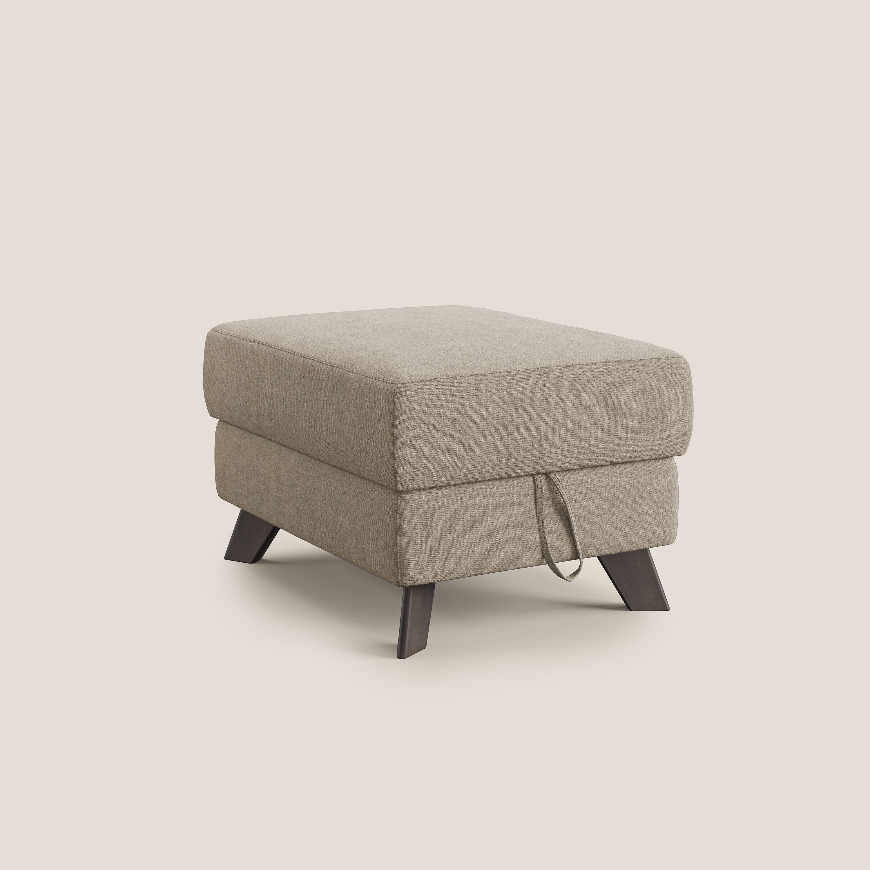 Moon Pouf contenitore e piedini alti in tessuto morbido impermeabile T02 beige - divani.store