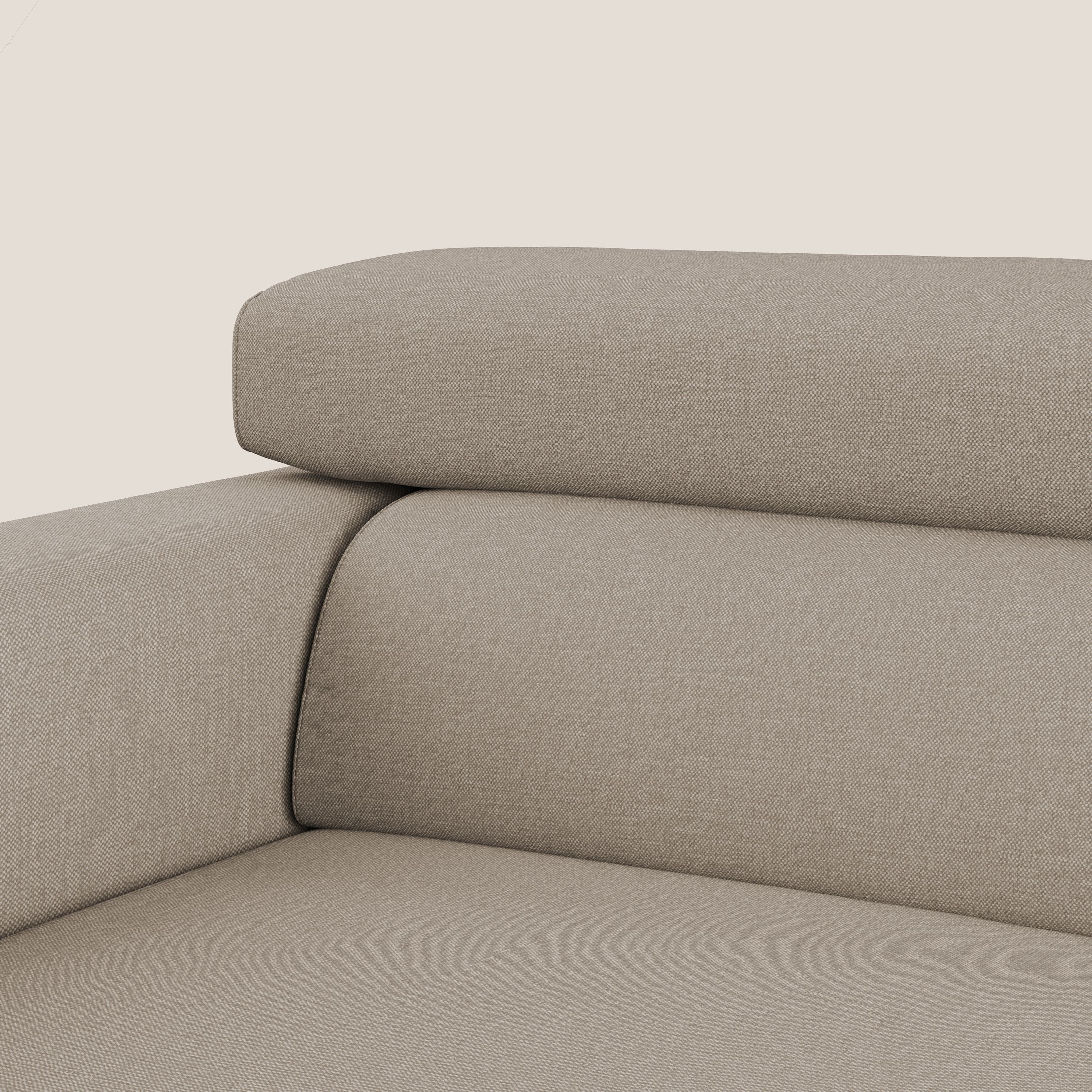 Dylan divano a 3 sedute con pouf estraibile poggiapiedi in tessuto simil cotone impermeabile T13 beige - divani.store