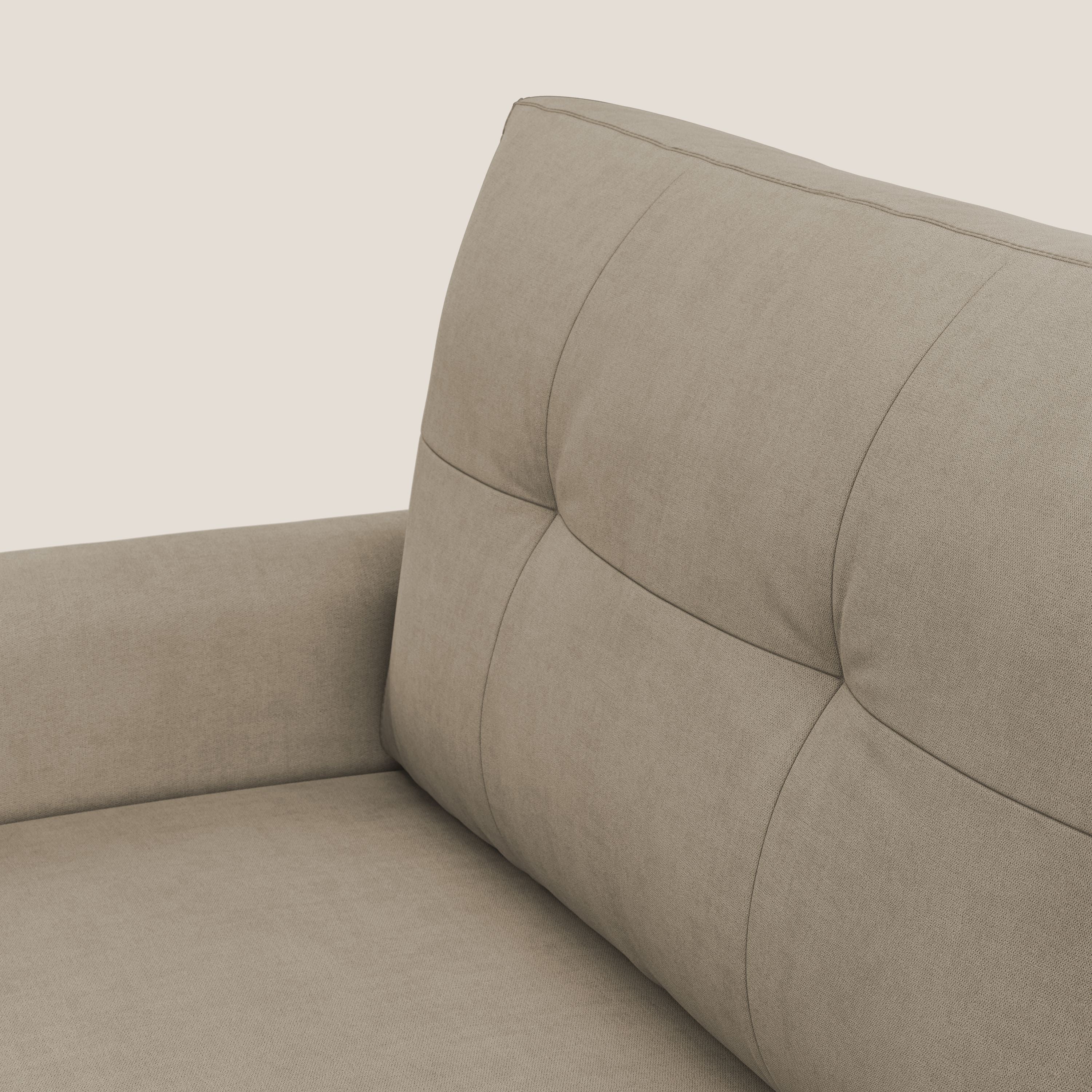 Callisto Divano letto angolare con penisola in tessuto morbido impermeabile T02 beige - divani.store