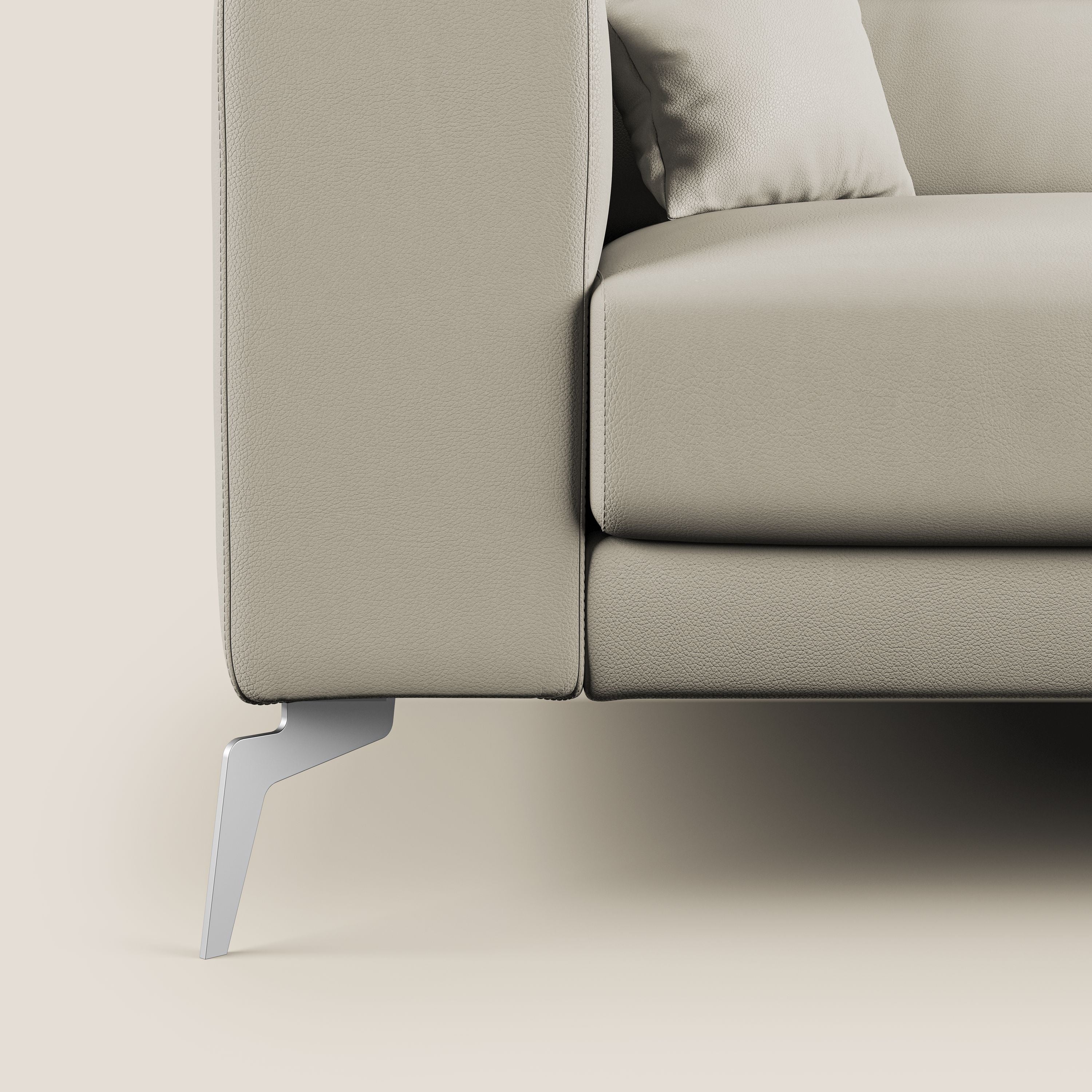 Blade Divano moderno angolare con poggiatesta reclinabili in Ecopelle T04 tortora - divani.store