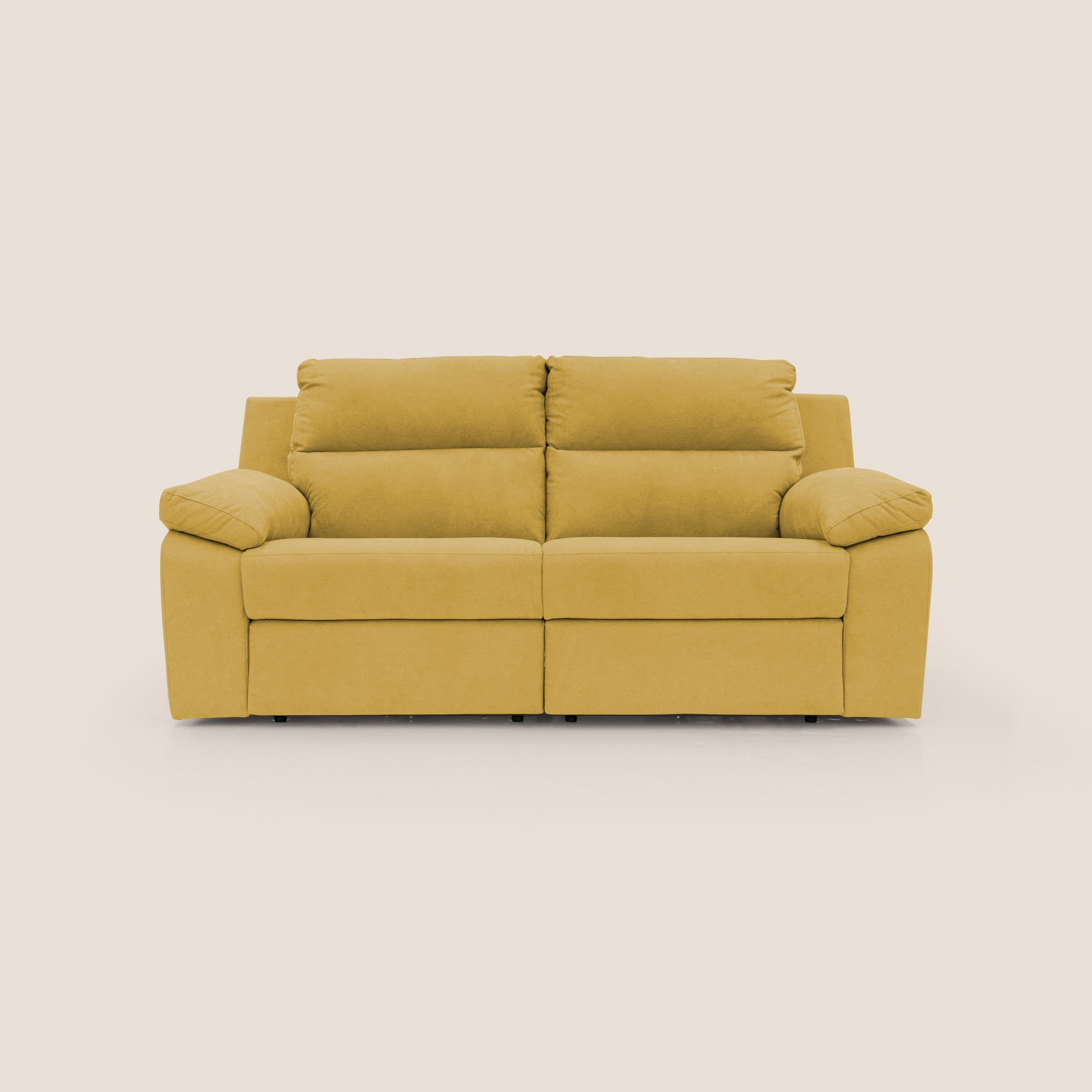 Romeo Divano relax con recliner elettrico in morbido tessuto impermeabile T02 giallo - divani.store