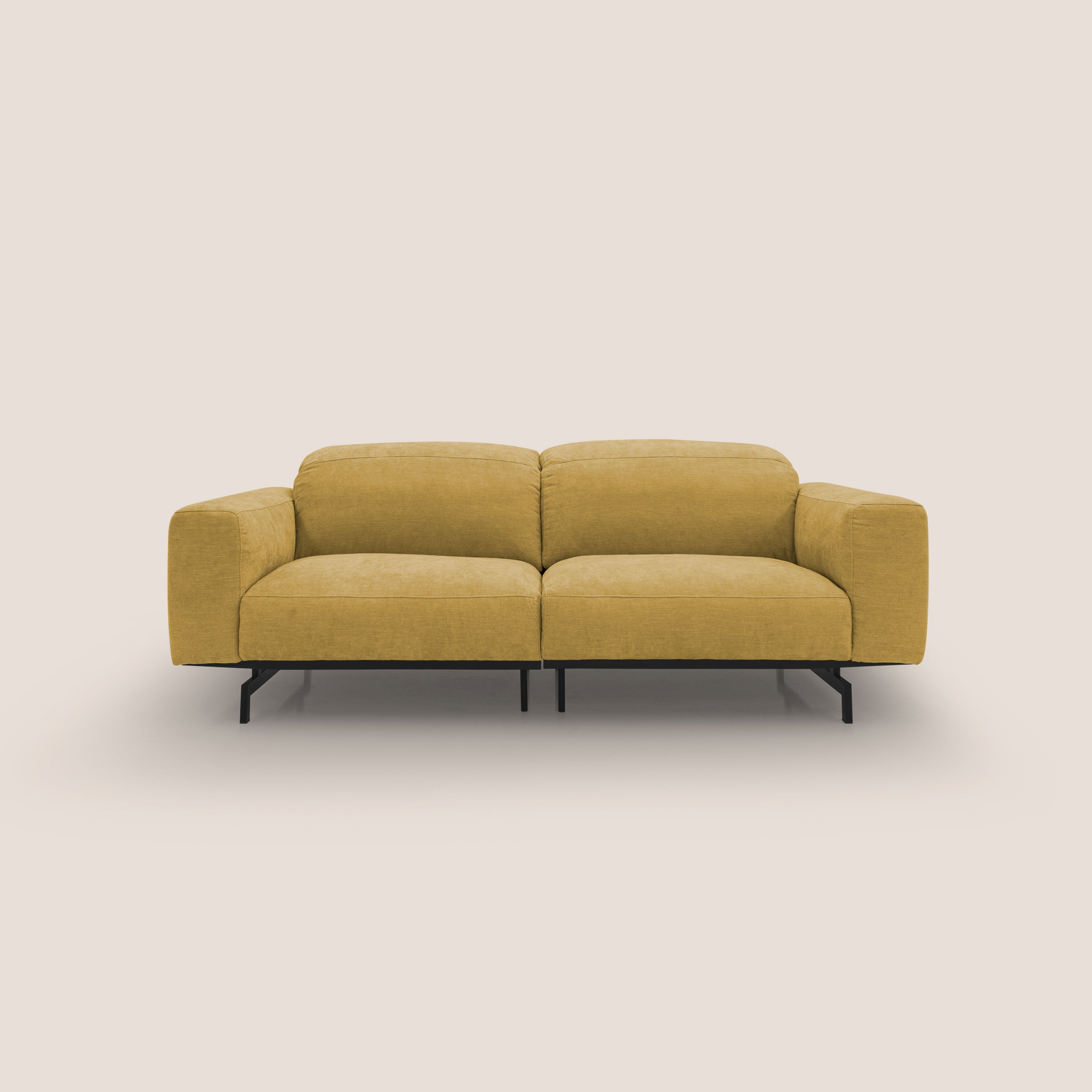 Sakura divano in piuma d'oca modulare componibile in morbido tessuto fiammato impermeabile T14 giallo - divani.store