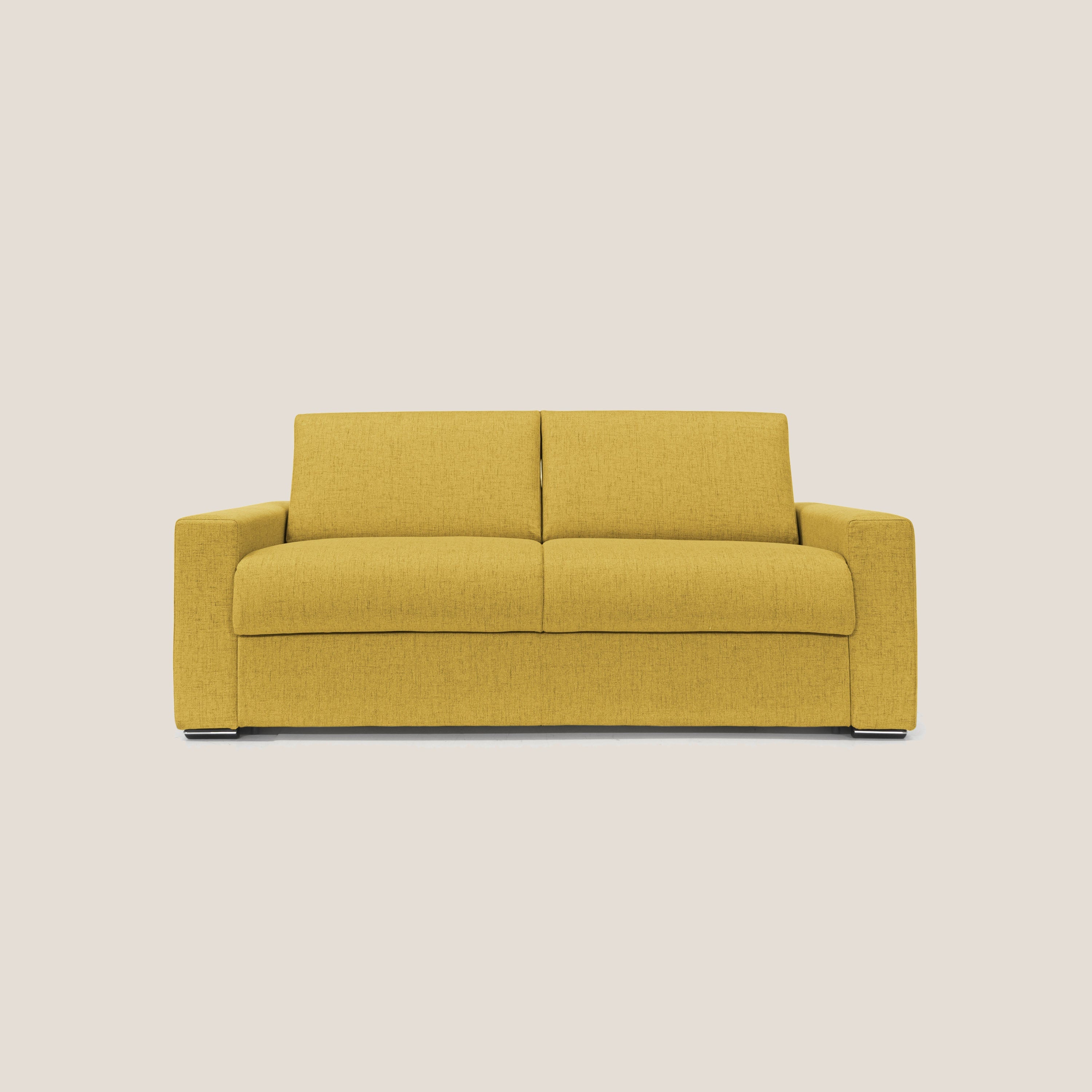 Nixon Divano letto matrimoniale con materasso 20 cm in tessuto impermeabile T03 giallo - divani.store