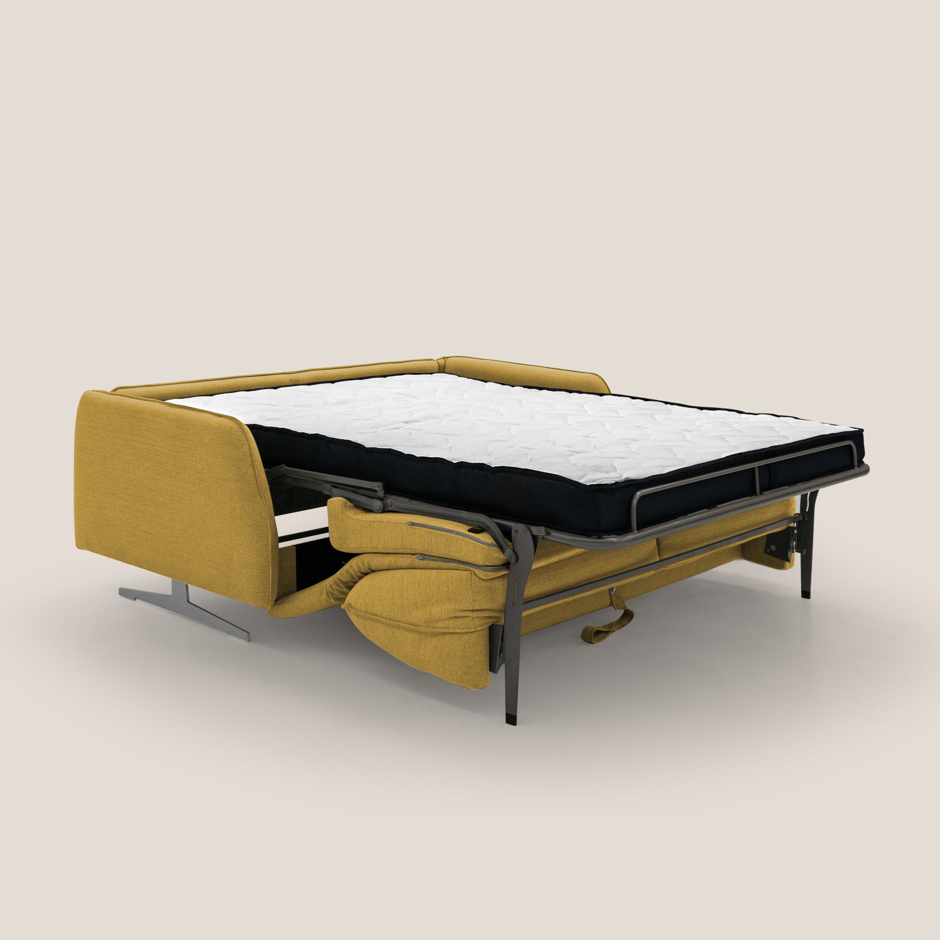 Texas Divano letto matrimoniale moderno in tessuto impermeabile T19 giallo - divani.store