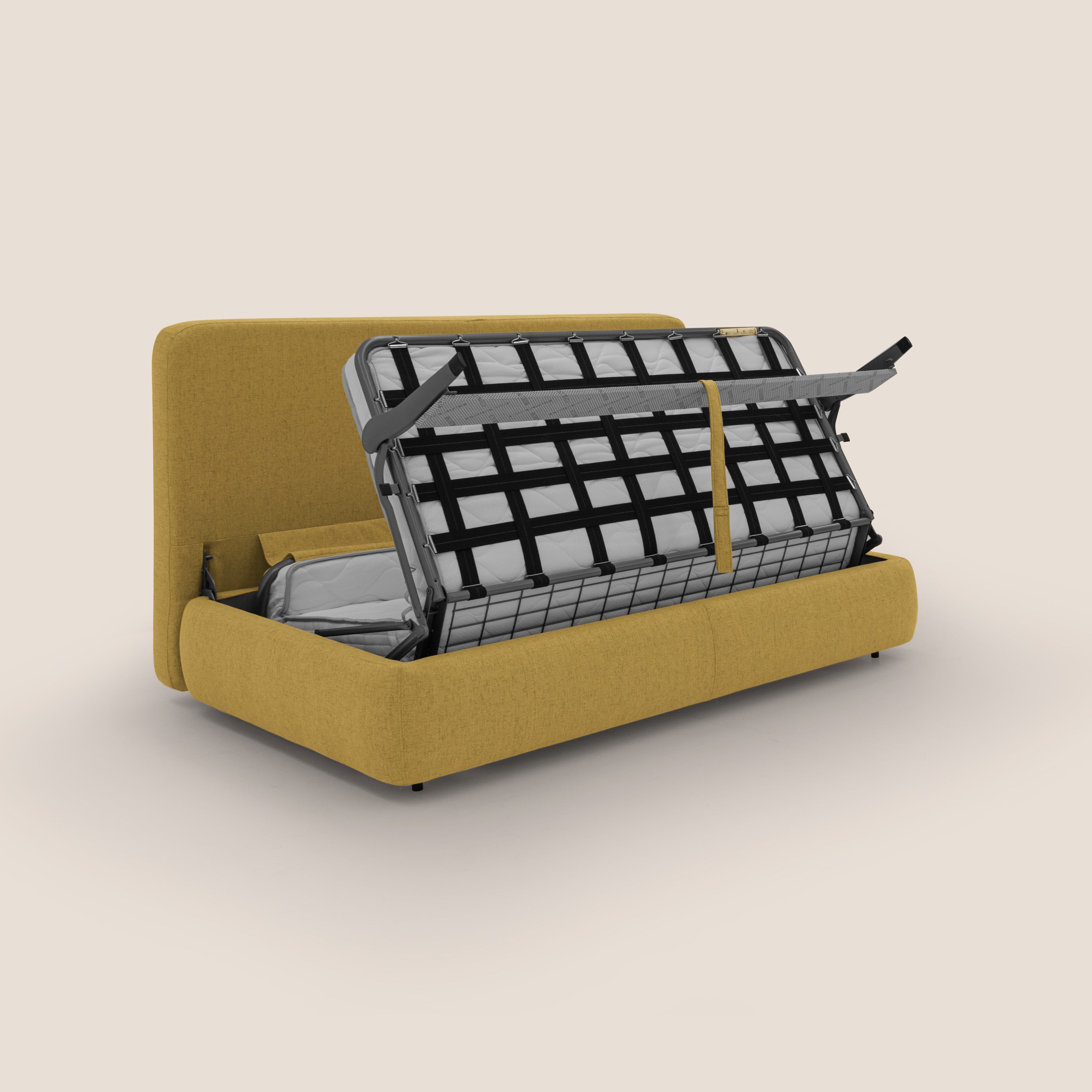 Gransasso Divano letto matrimoniale dal DESIGN innovativo in tessuto impermeabile T03 giallo - divani.store