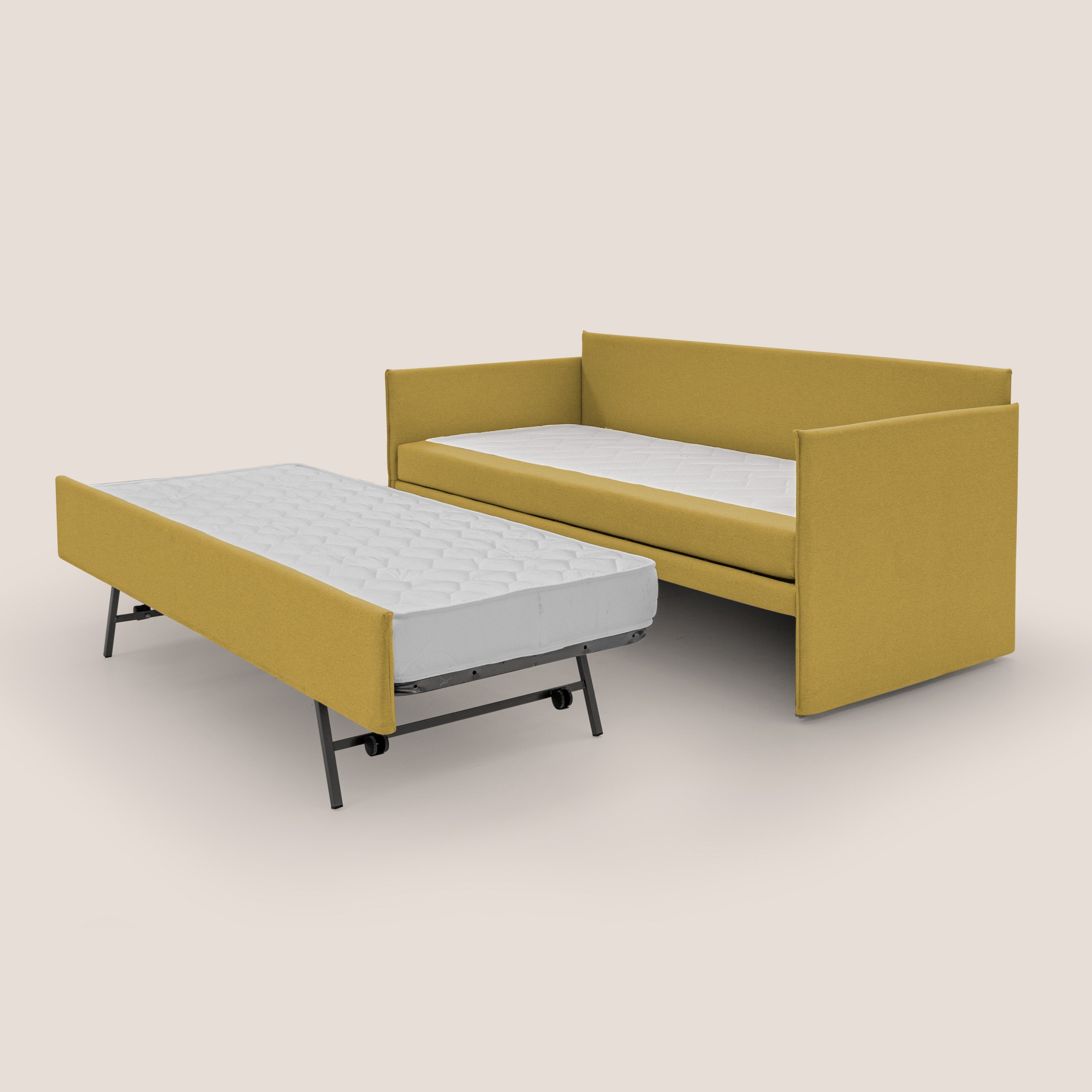 Brenta Divano duplex con doppio letto in tessuto simil cotone impermeabile T13 giallo - divani.store