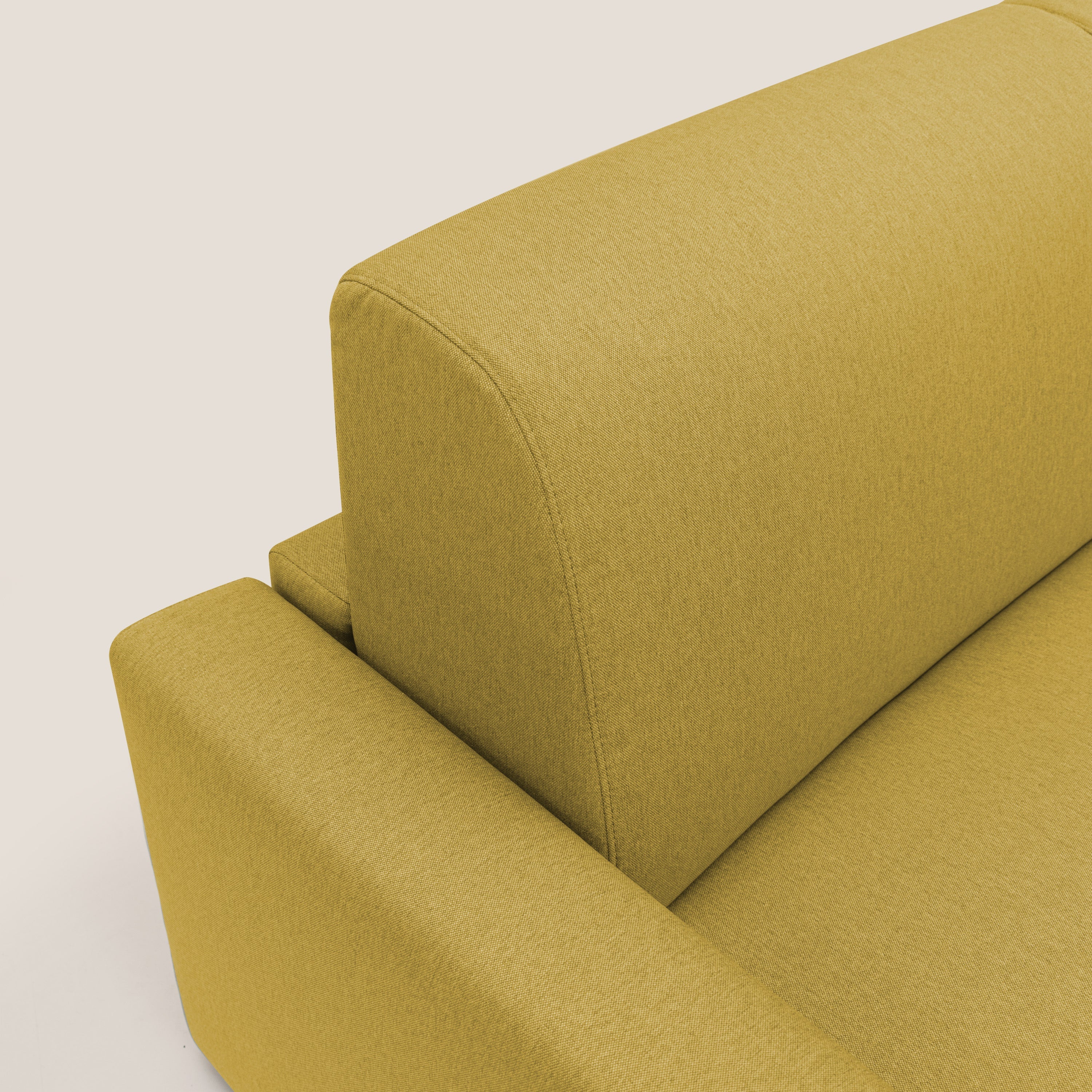 Kansas Divano letto matrimoniale alto 20 cm in tessuto impermeabile misto cotone T13 giallo - divani.store