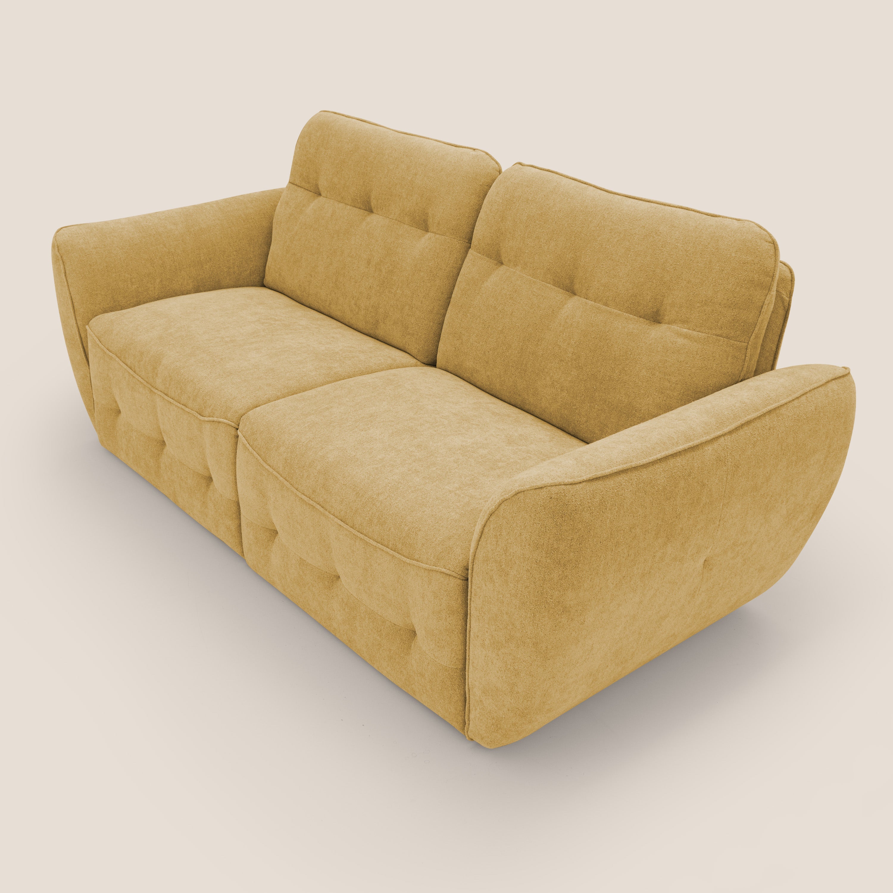 Cerbero divano 2 e 3 posti in morbido bouclé impermeabile T07 giallo - divani.store