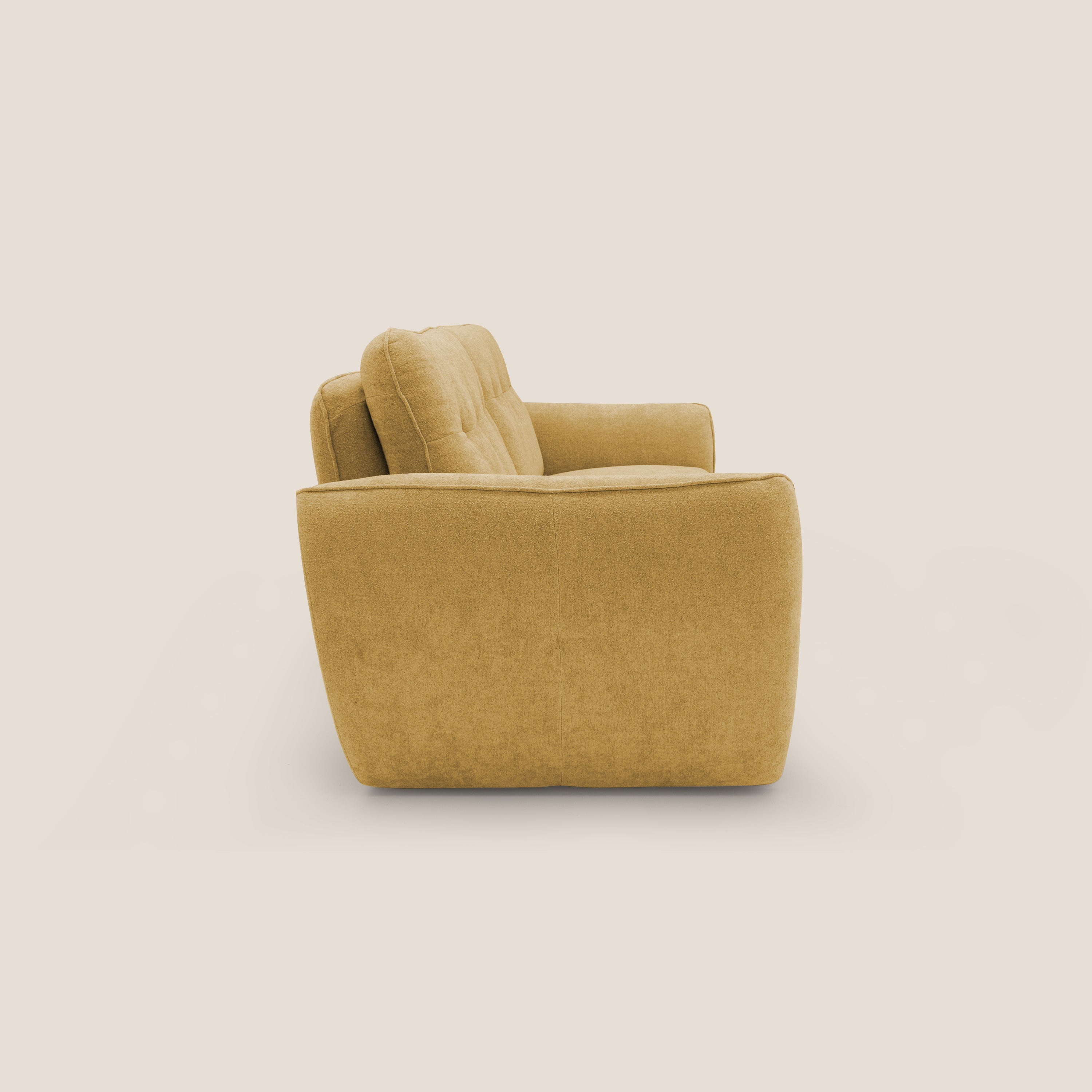 Cerbero divano 2 e 3 posti in morbido bouclé impermeabile T07 giallo - divani.store