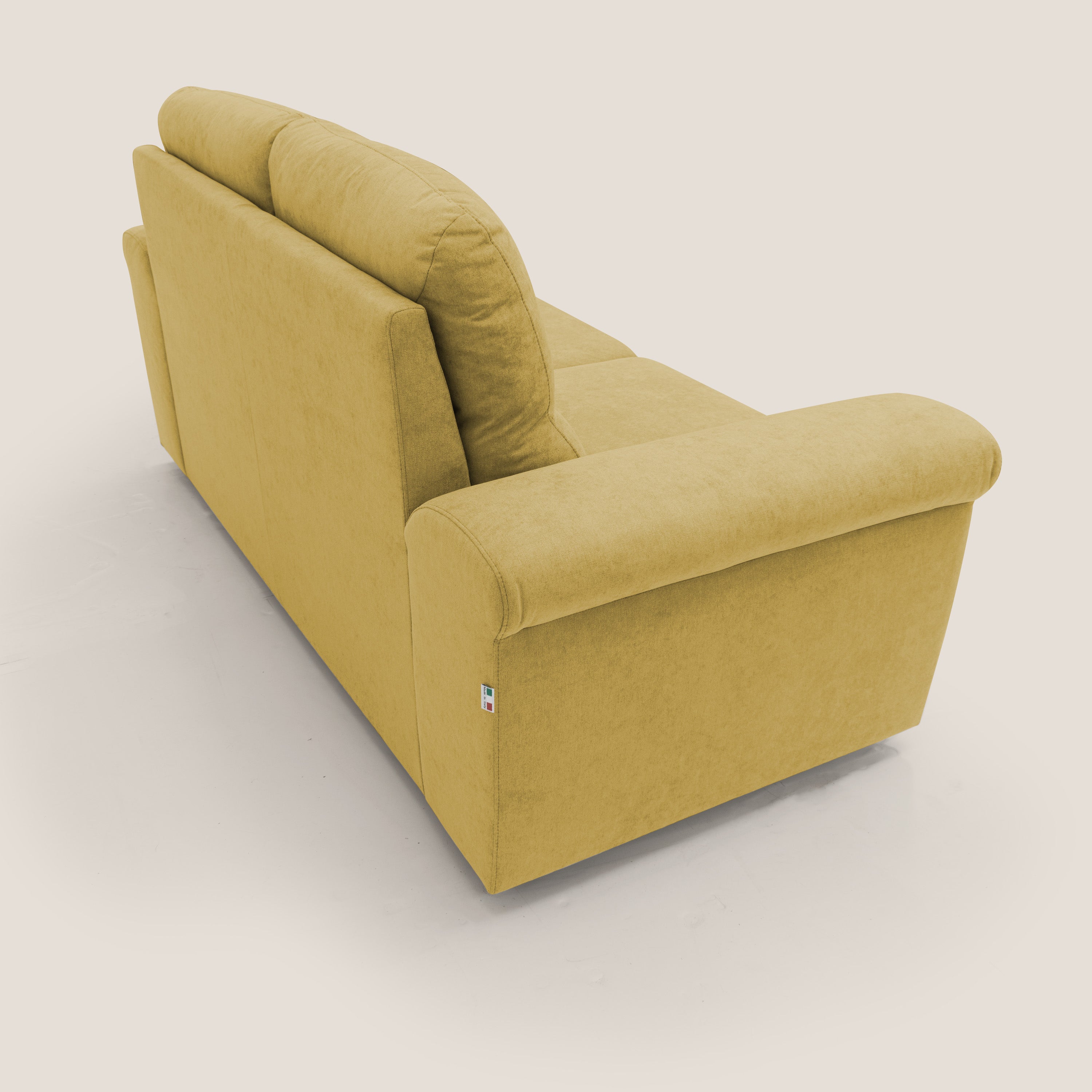 Minerva divano con pouf estraibile poggiapiedi in tessuto morbido impermeabile T02 giallo - divani.store