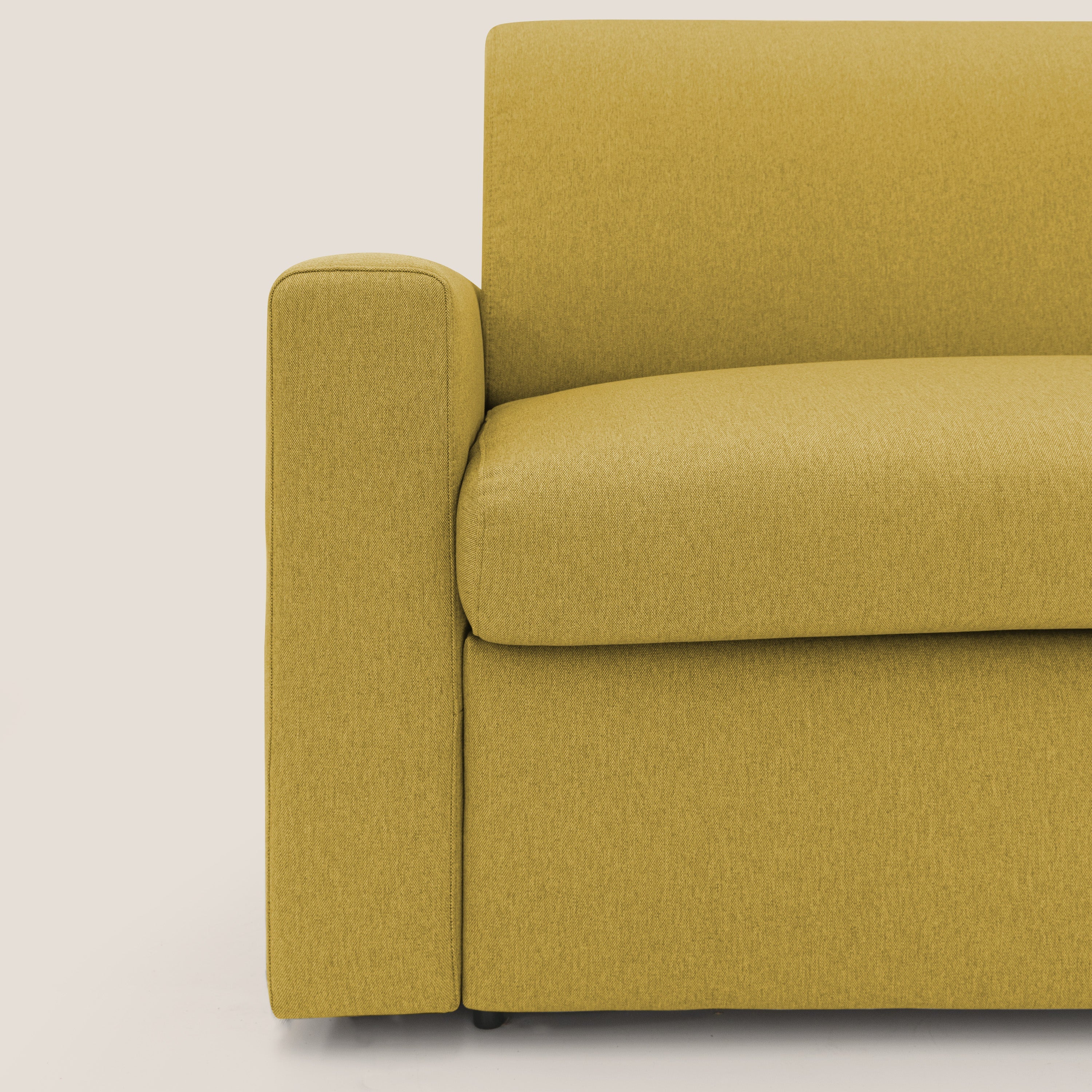 Kansas Divano letto matrimoniale alto 20 cm in tessuto impermeabile misto cotone T13 giallo - divani.store