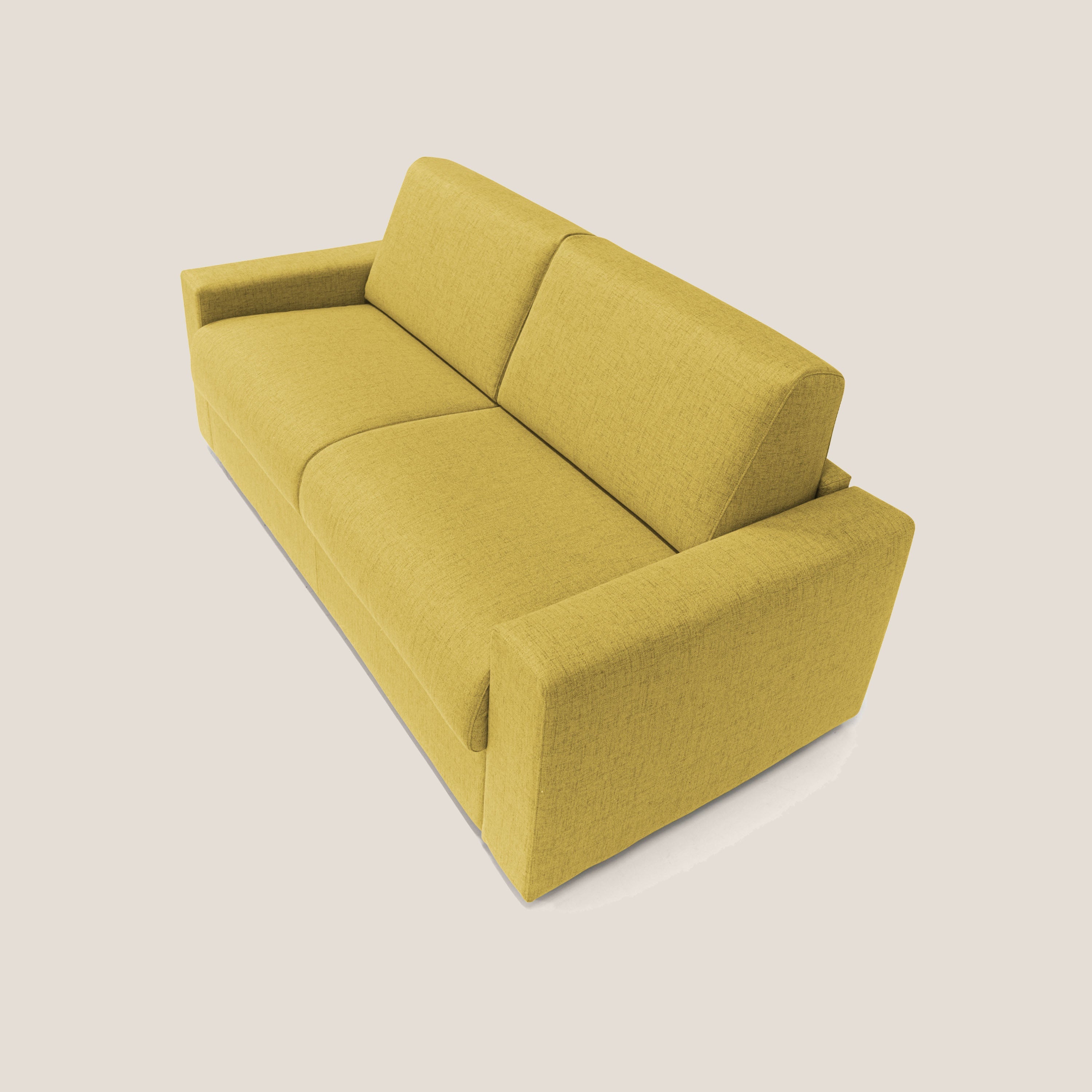 Nixon Divano letto matrimoniale con materasso 20 cm in tessuto impermeabile T03 giallo - divani.store