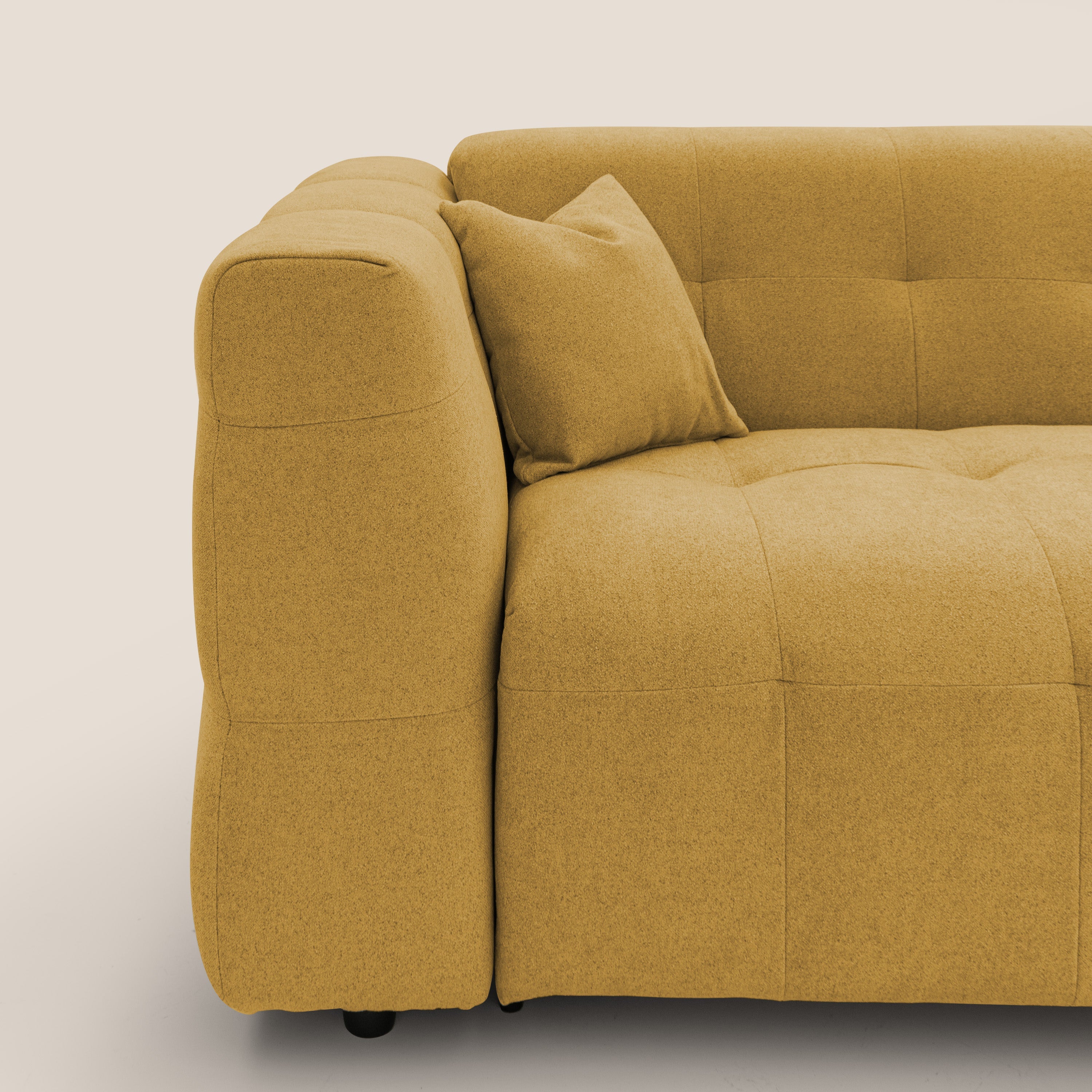 Tender Divano letto matrimoniale dal design innovativo in tessuto bouclet impermeabile T07 giallo - divani.store