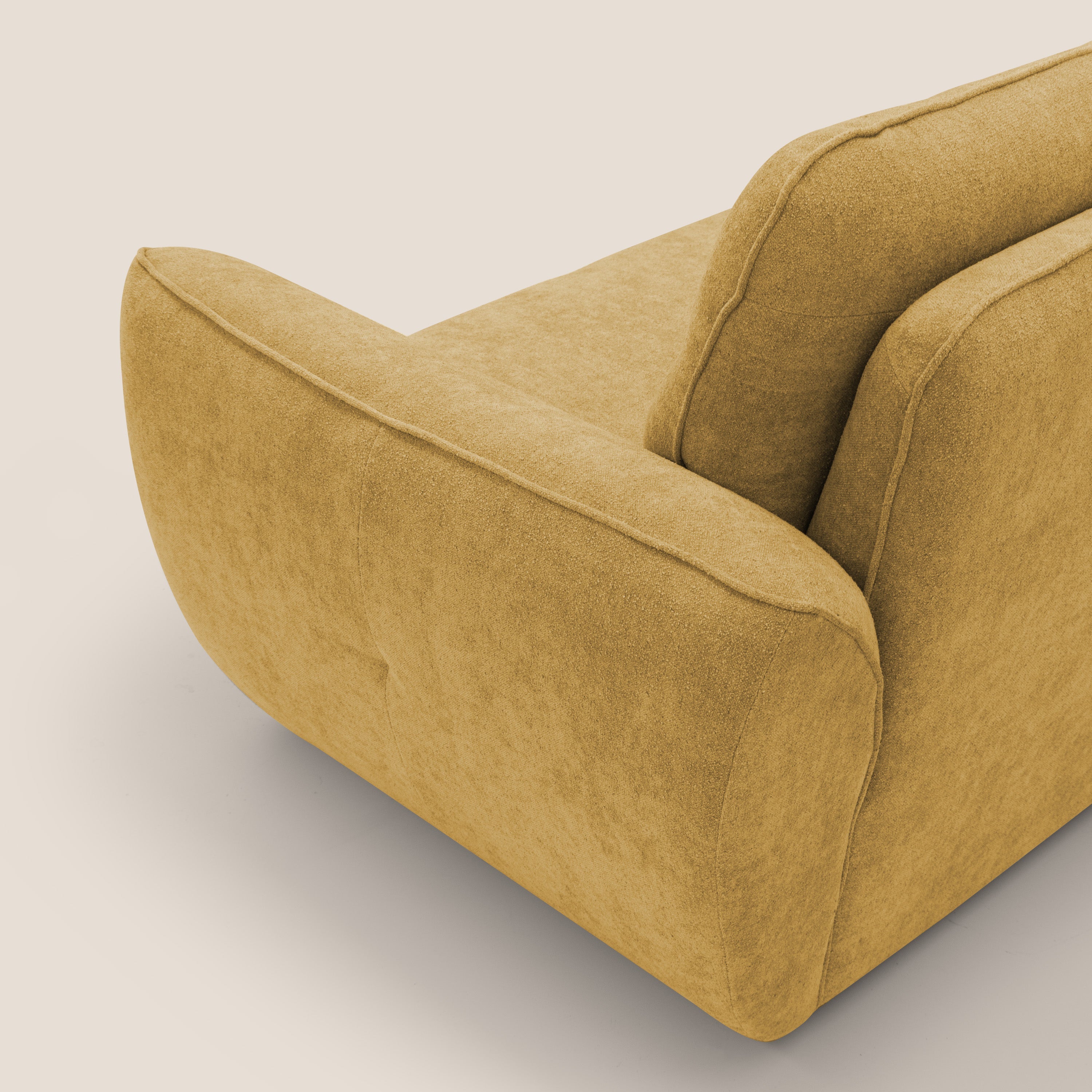 Cerbero divano 2 e 3 posti in morbido bouclé impermeabile T07 giallo - divani.store