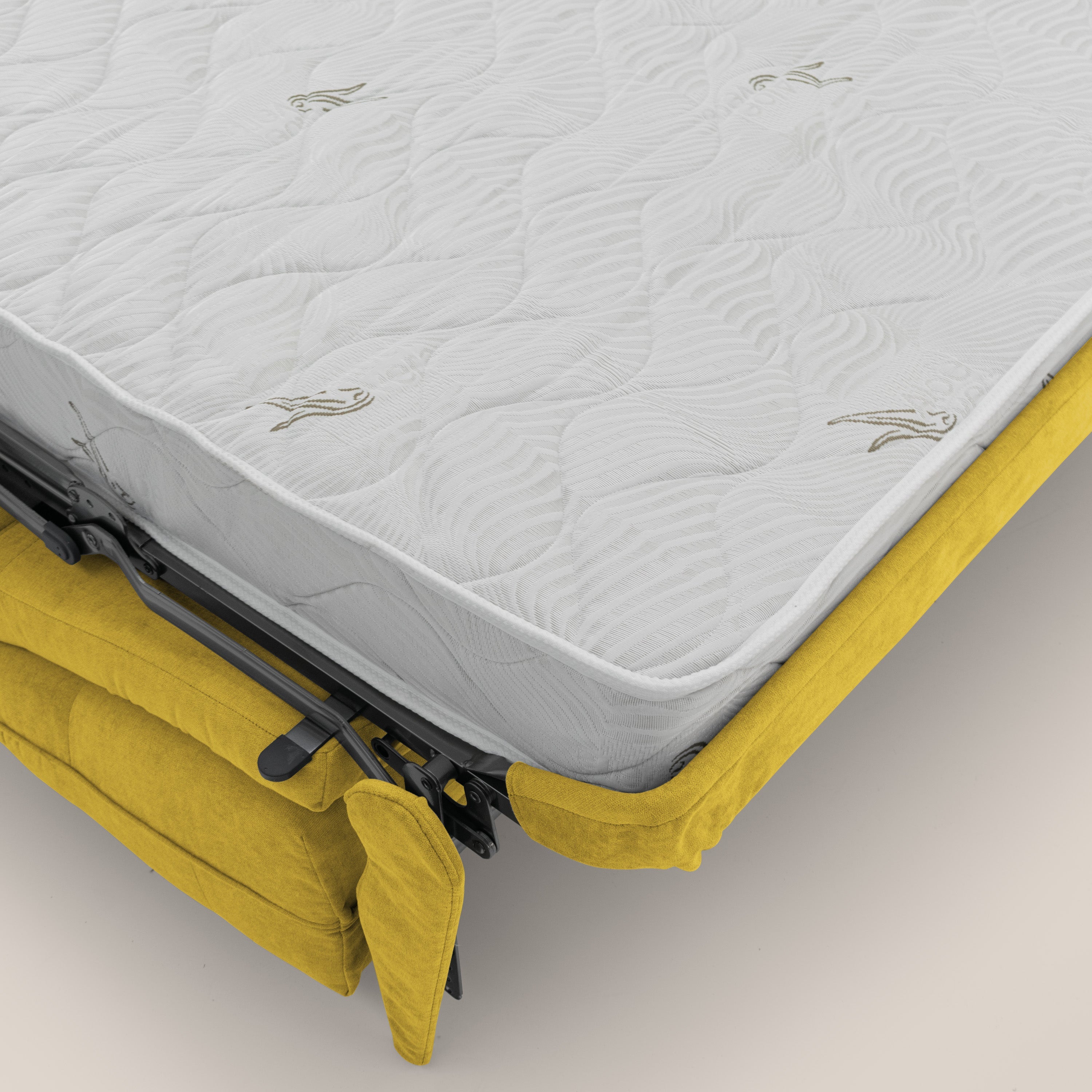 Zeus Divano letto scandinavo con schienale alto in tessuto impermeabile T02 giallo - divani.store