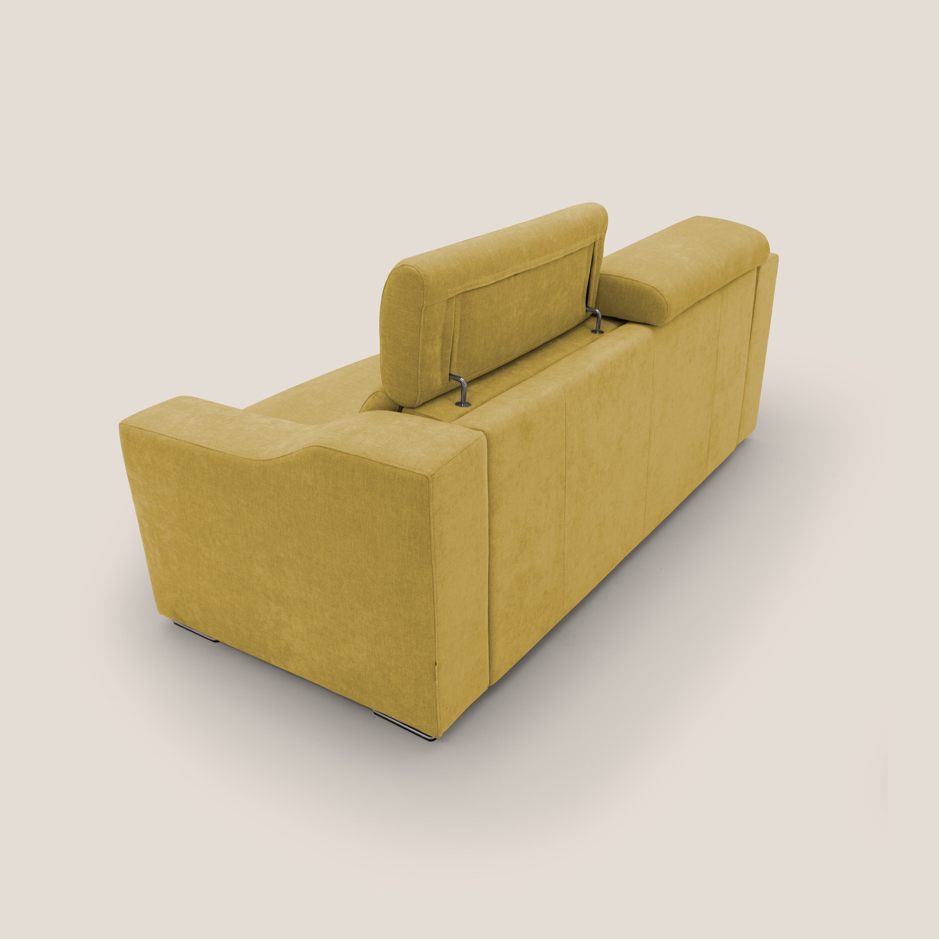 Bomber divano letto matrimoniale con poggiatesta in tessuto impermeabile T14 giallo - divani.store