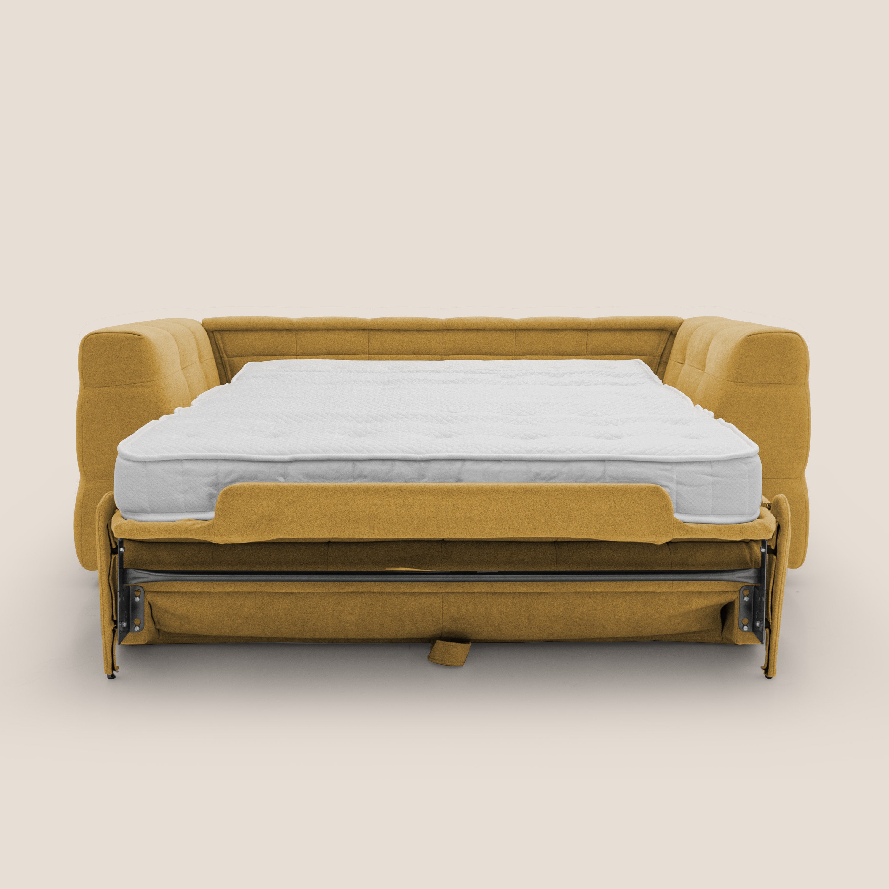 Tender Divano letto matrimoniale dal design innovativo in tessuto bouclet impermeabile T07 giallo - divani.store