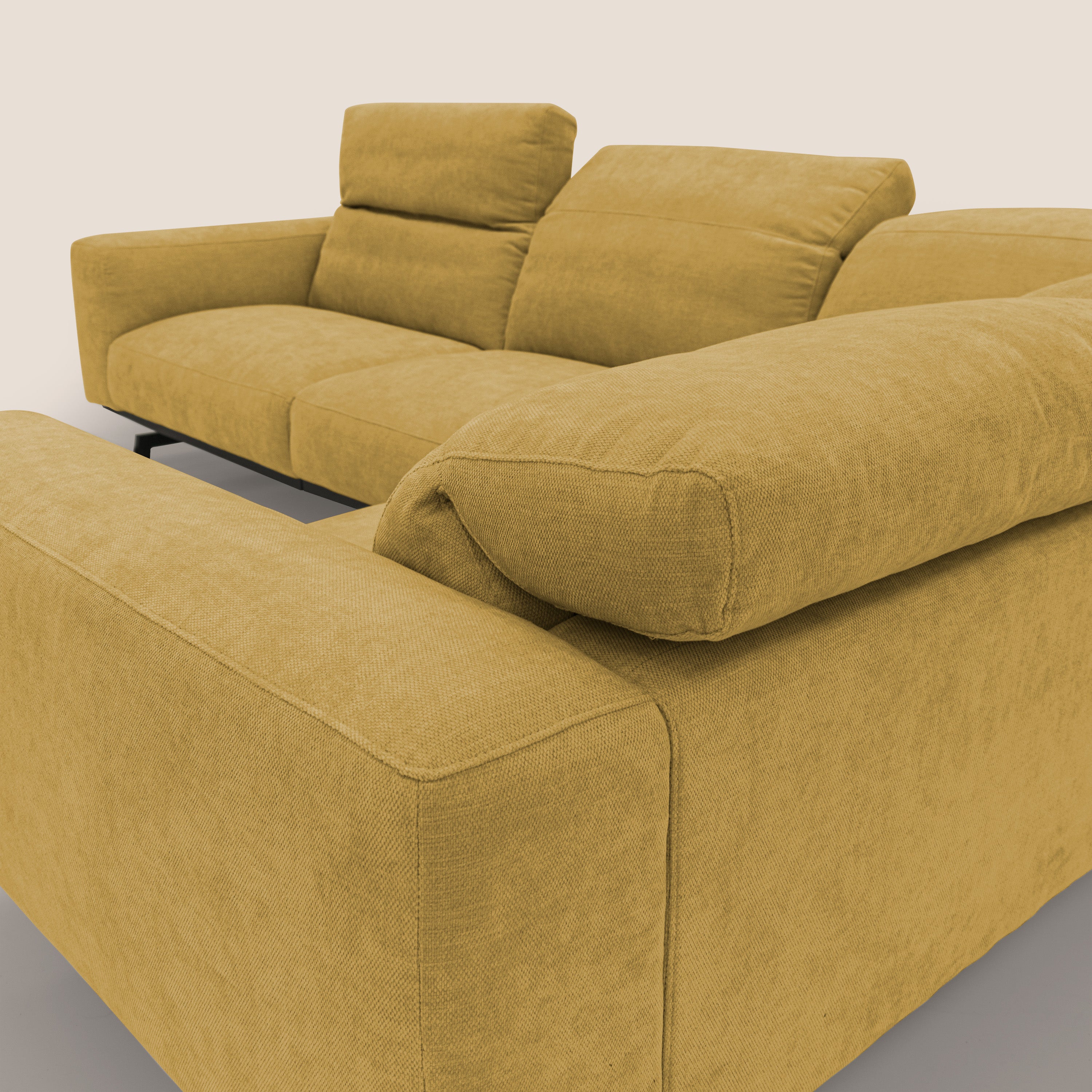 Sakura Canapé d'angle RÉVERSIBLE et modulable en tissu doux et imperméable T14 jaune