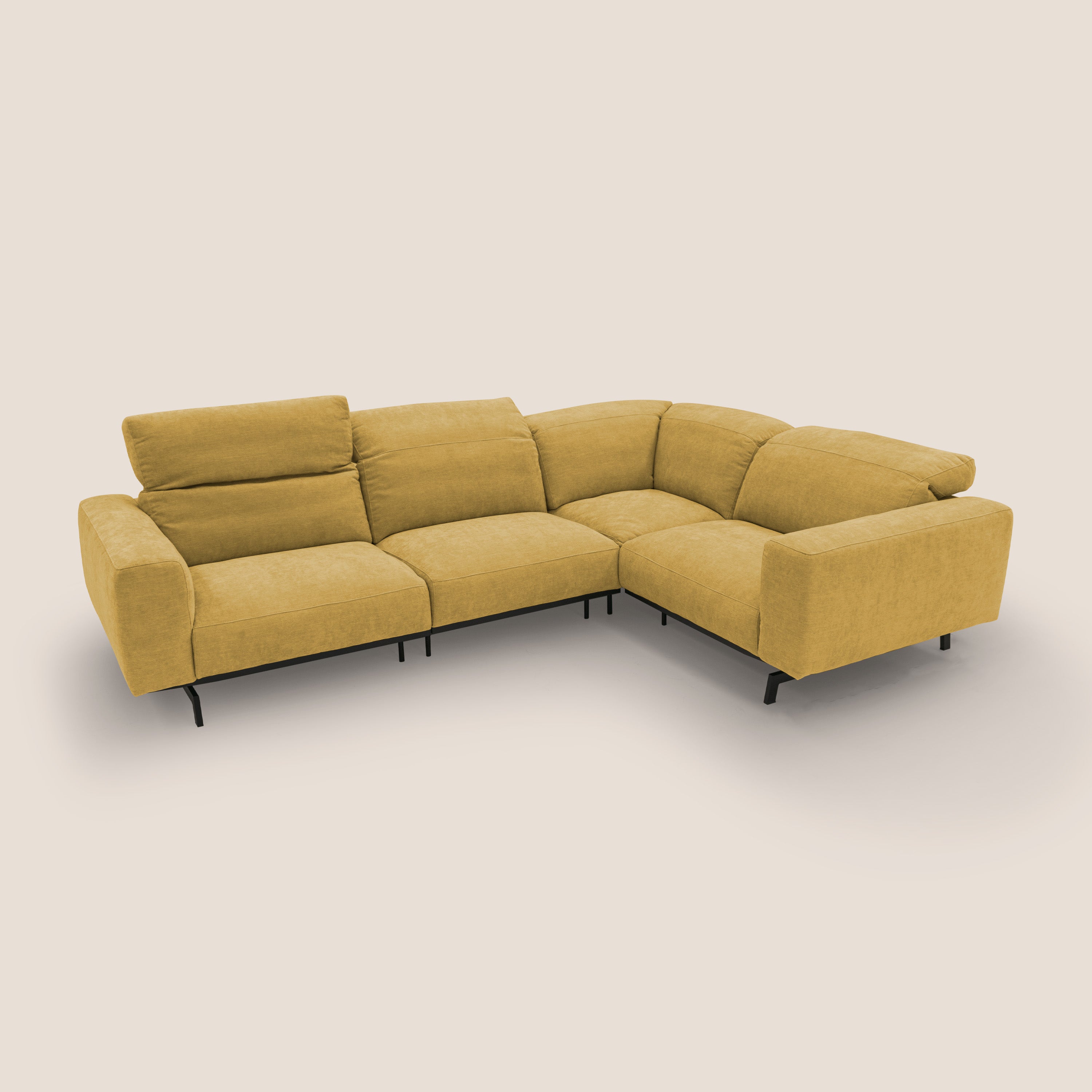 Sakura Canapé d'angle RÉVERSIBLE et modulable en tissu doux et imperméable T14 jaune