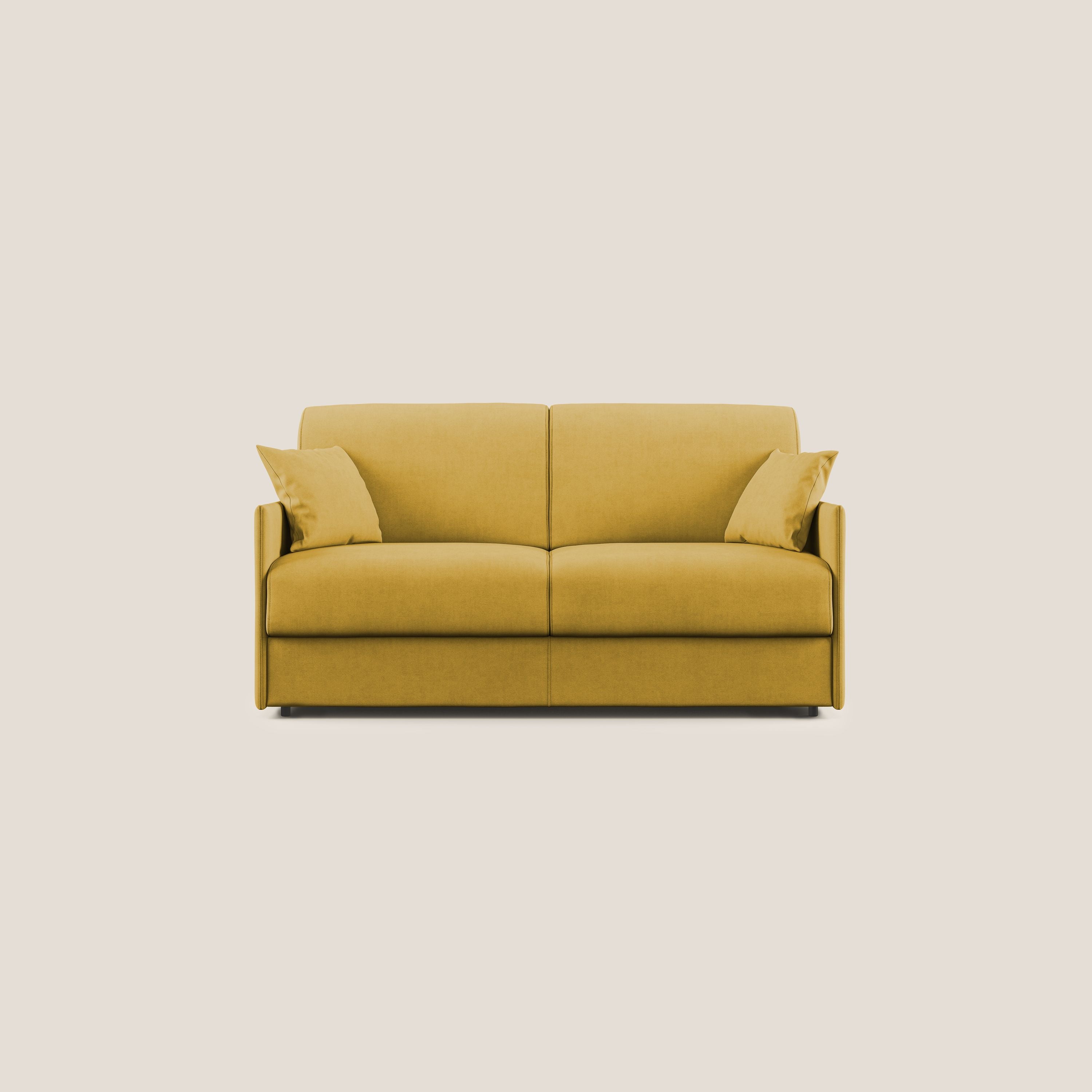 Evans Divano letto in morbido tessuto impermeabile T02 giallo - divani.store