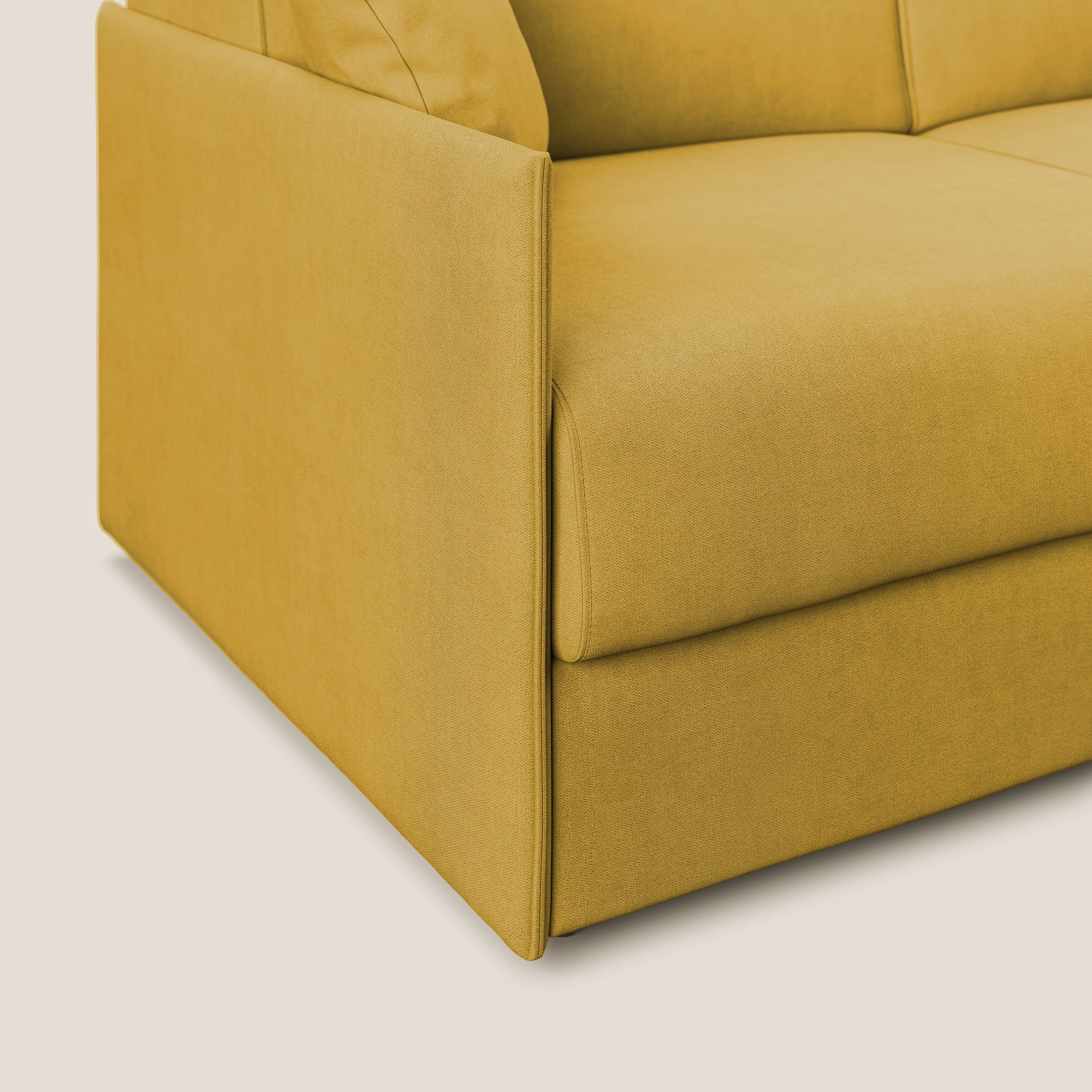 Evans Divano letto in morbido tessuto impermeabile T02 giallo - divani.store
