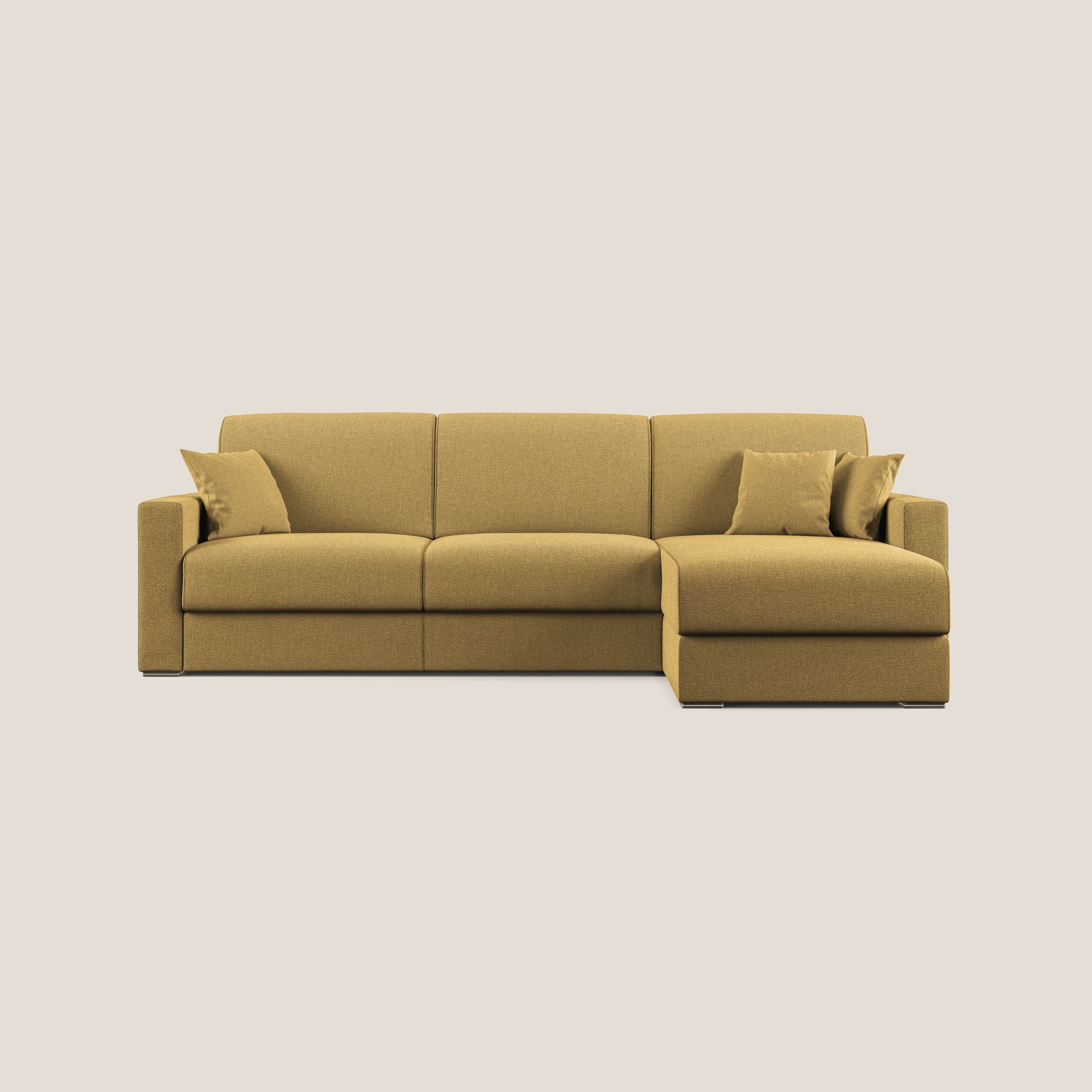 Best Divano letto angolare con penisola in tessuto smacchiabile QuickClean T08 giallo - divani.store