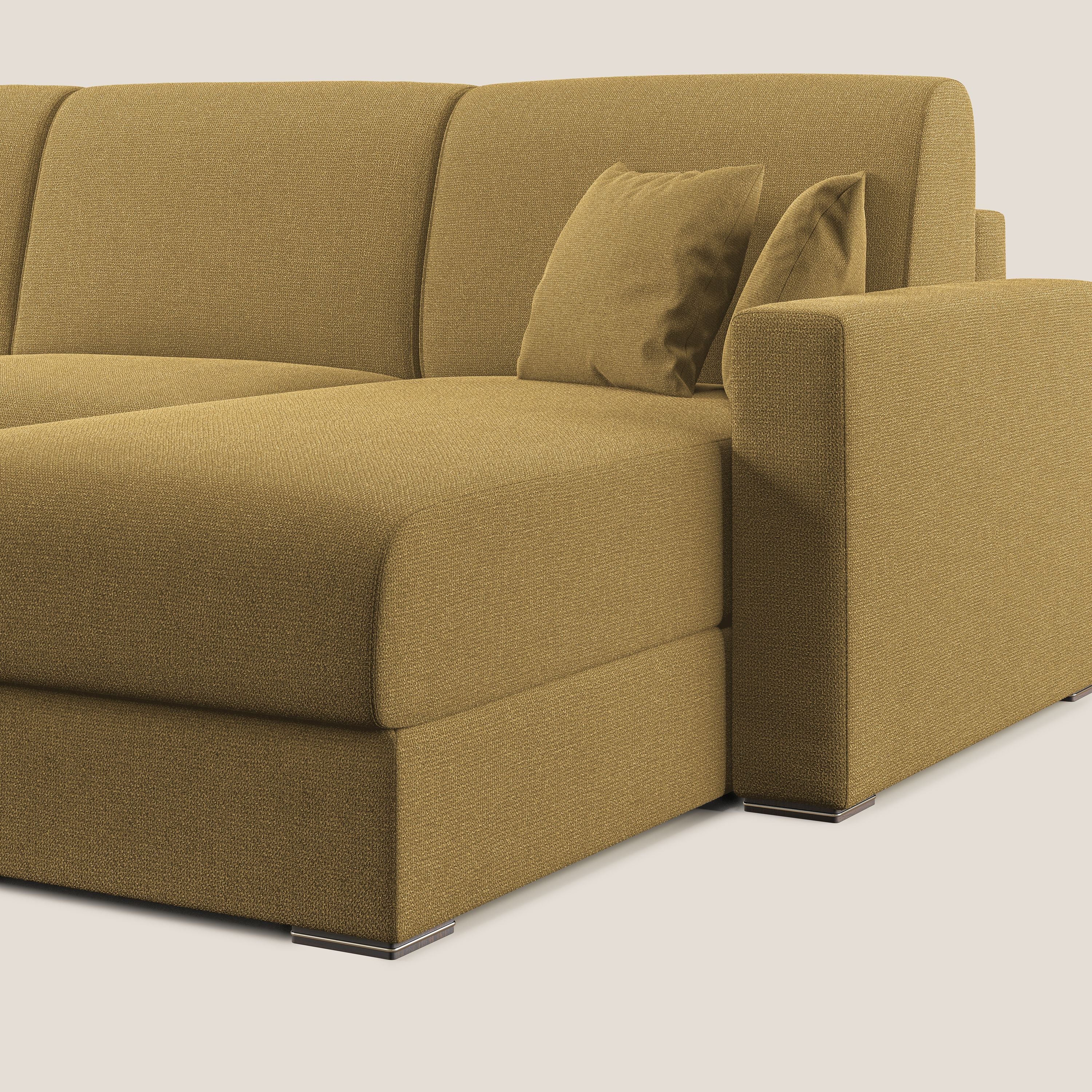 Best Divano letto angolare con penisola in tessuto smacchiabile QuickClean T08 giallo - divani.store