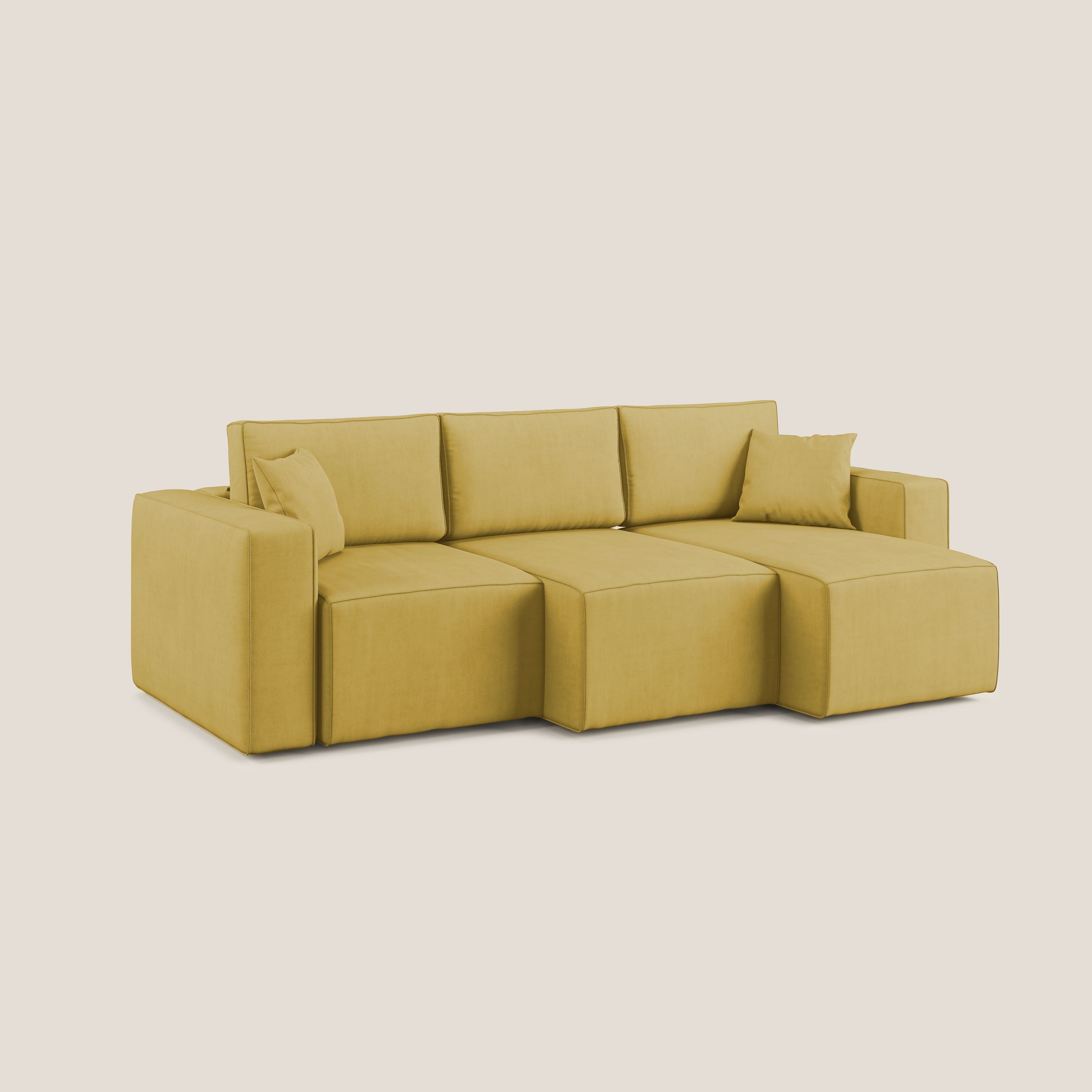 Morfeo divano con 3 sedute estraibili in morbido tessuto impermeabile T02 giallo - divani.store