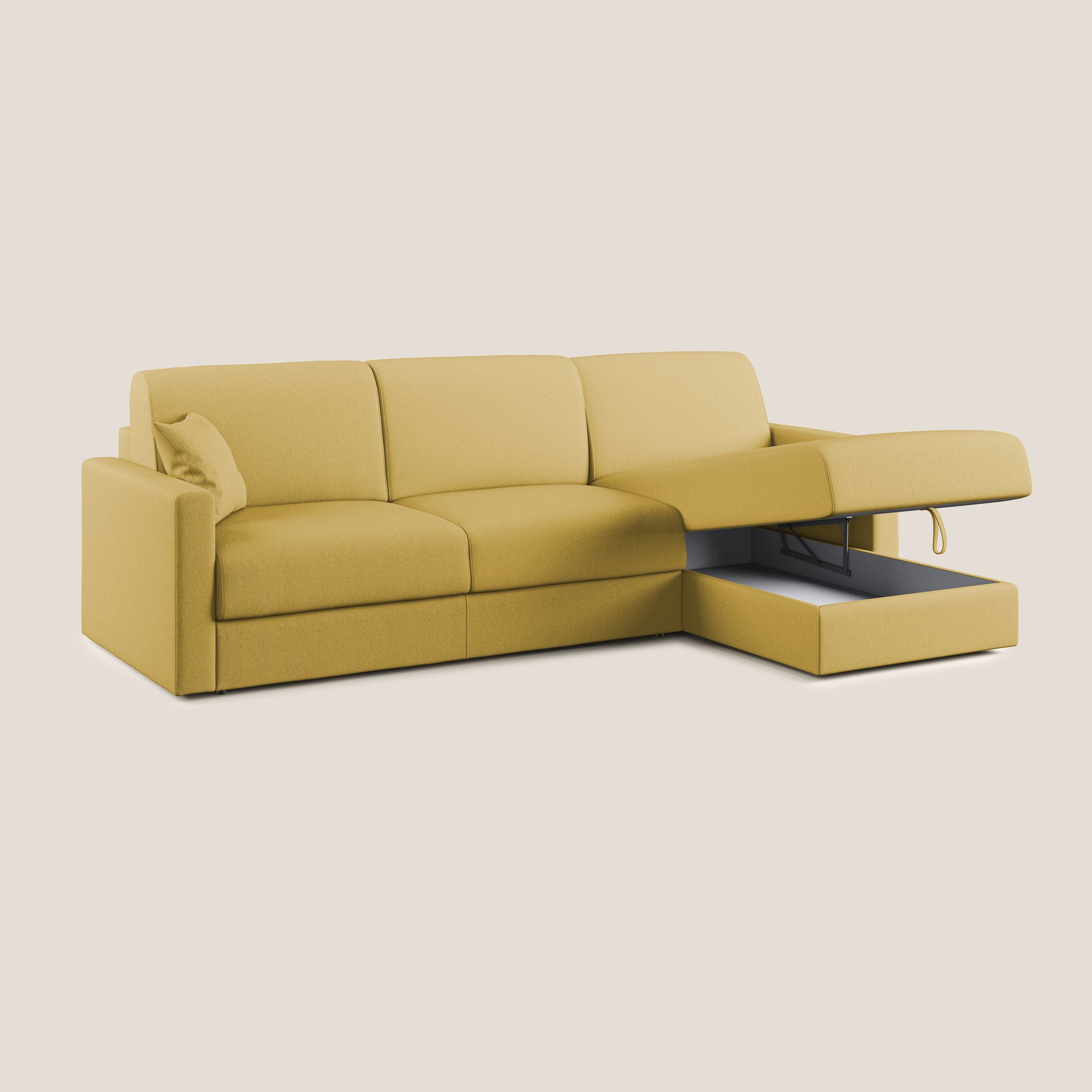 Chris Divano letto angolare 5 posti in tessuto impermeabile T13 giallo - divani.store