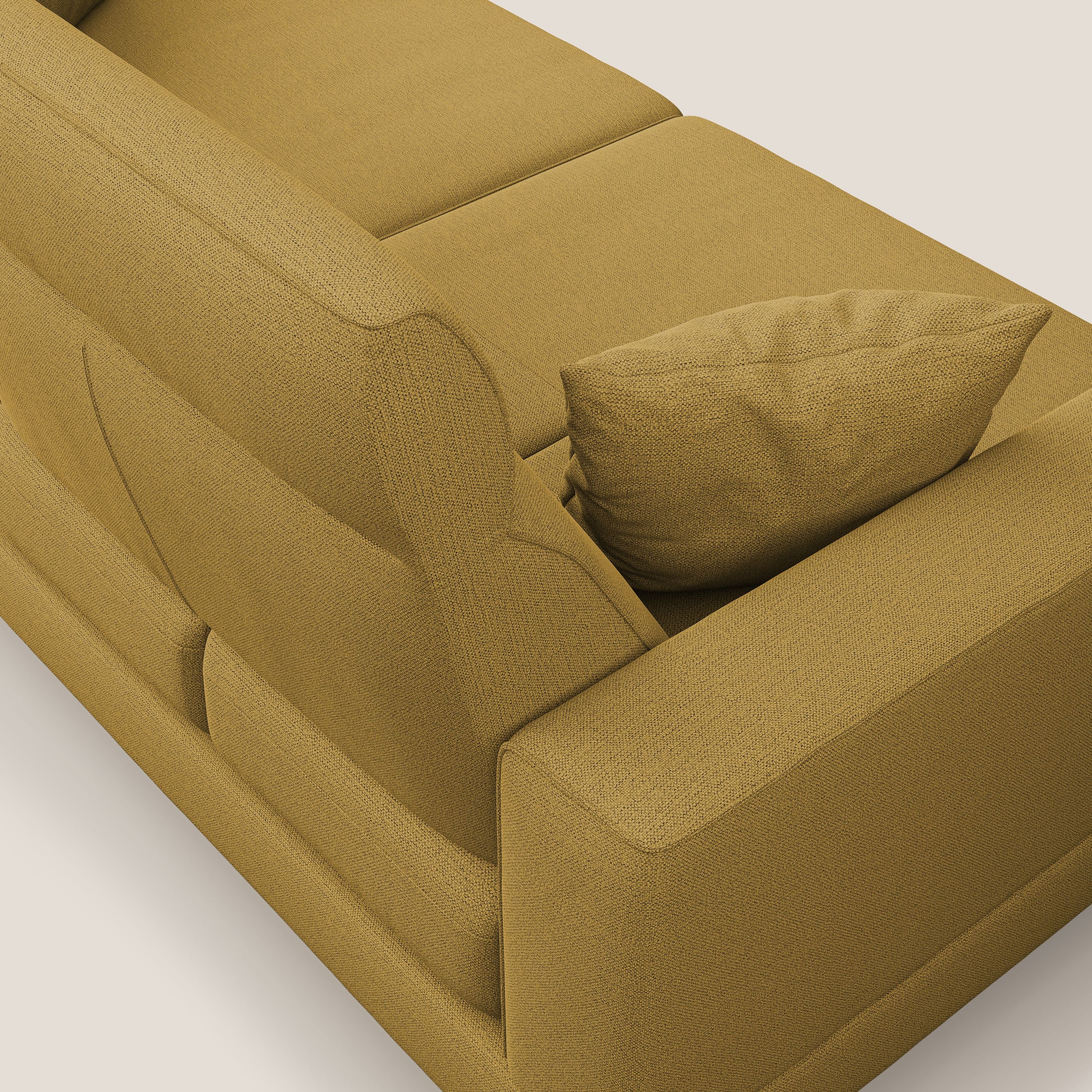 Slide Divano con schienali traslanti e poggiatesta in tessuto simil cotone impermeabile T19 giallo - divani.store