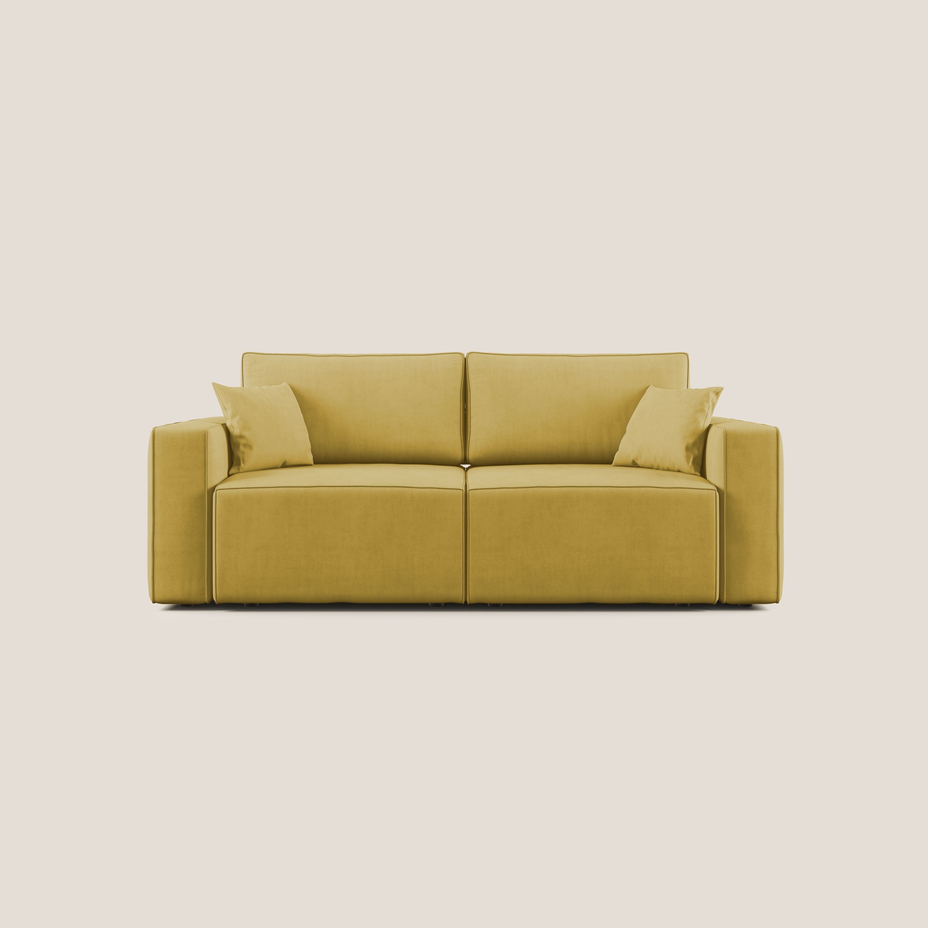 Morfeo divano con sedute estraibili in morbido tessuto impermeabile T02 giallo - divani.store