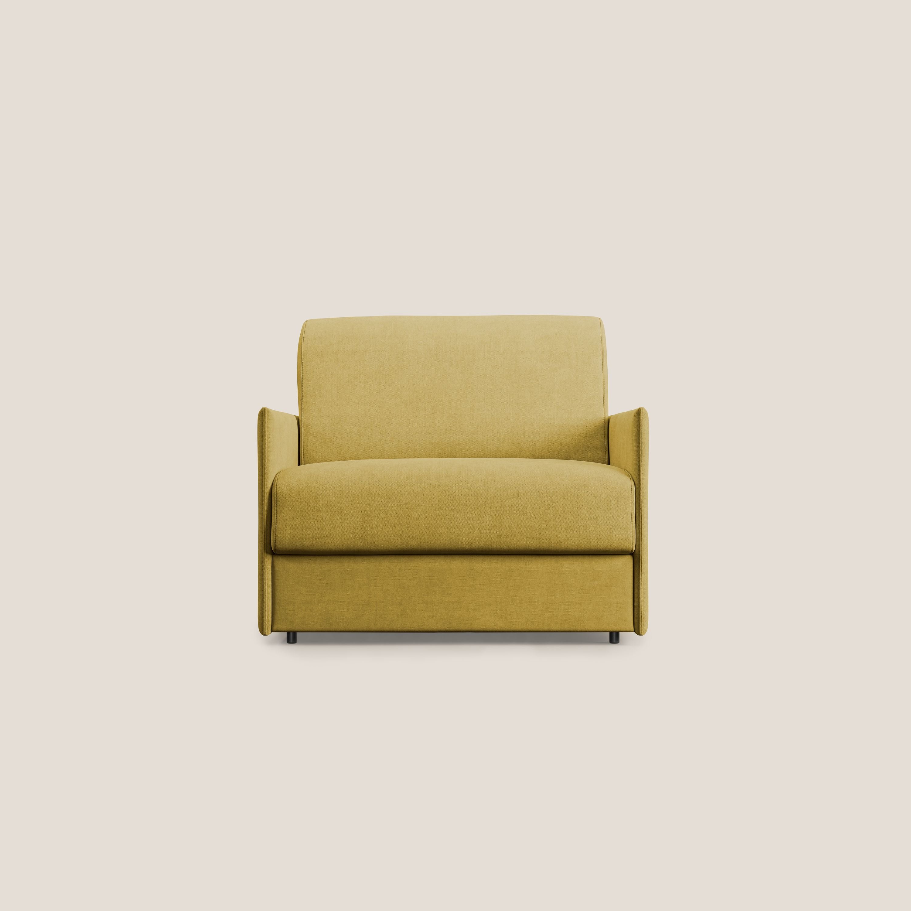 Evans poltrona letto in morbido tessuto impermeabile T02 giallo - divani.store