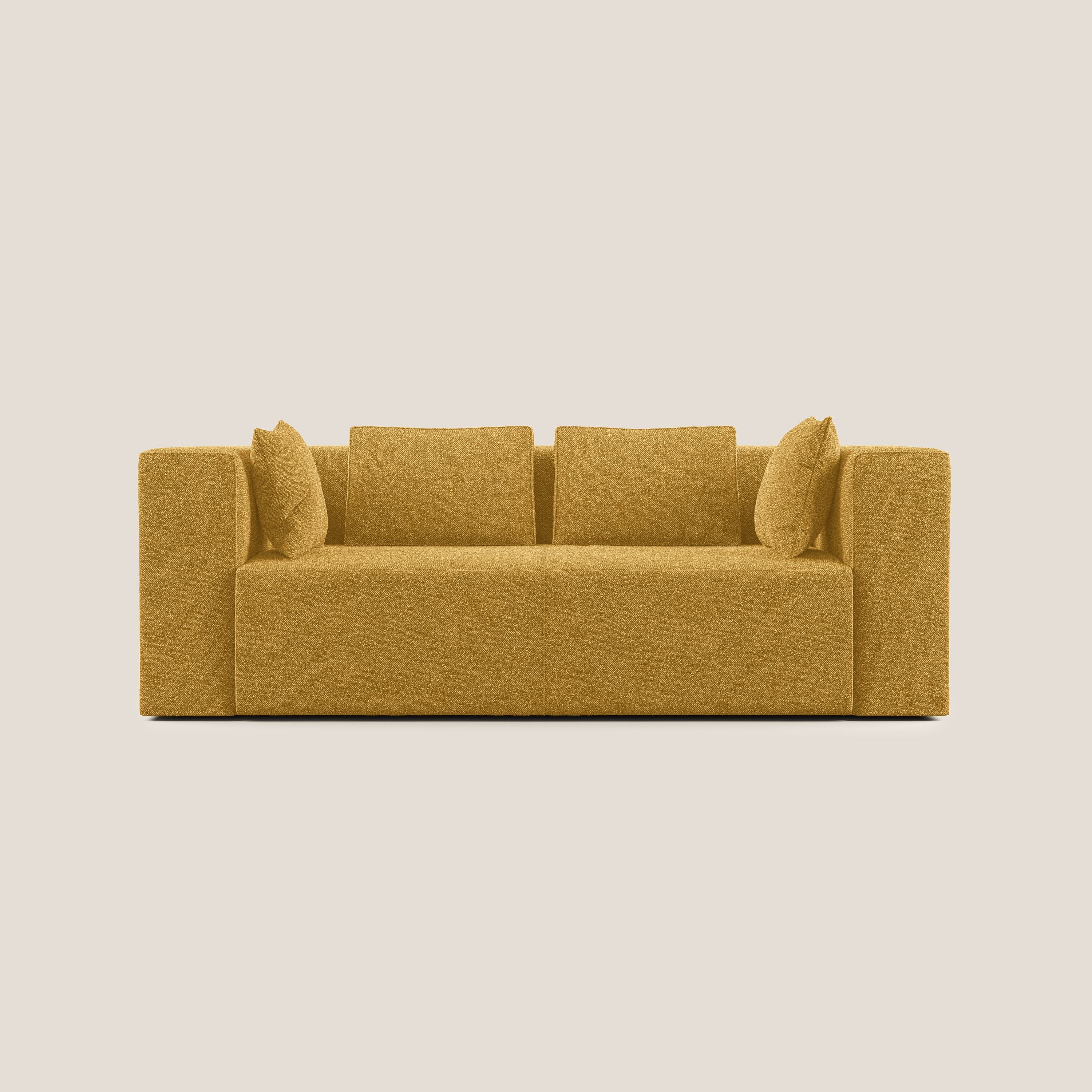 Nettuno divano moderno componibile in morbido tessuto bouclè T07 giallo - divani.store